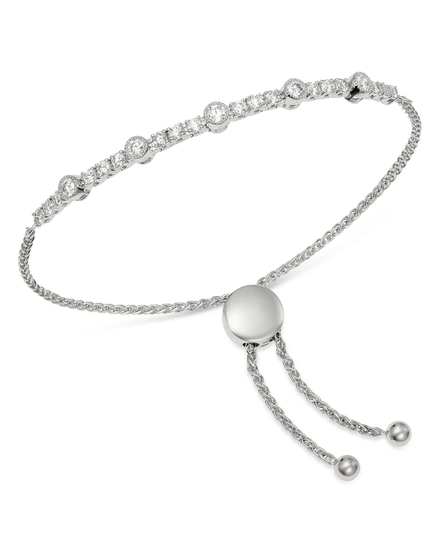 Diamond Milgrain Bolo Bracelet in 14K White Gold, 1.0 ct. t.w. - Exclusive