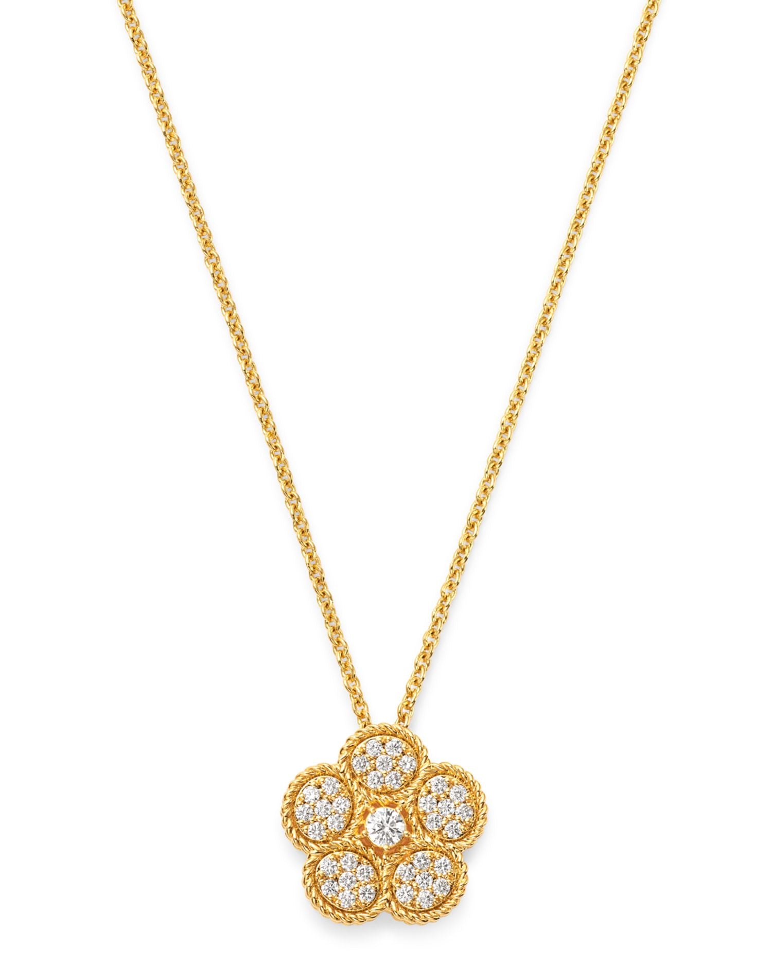 18K Yellow Gold Daisy Diamond Pendant Necklace, 17.5' - Exclusive