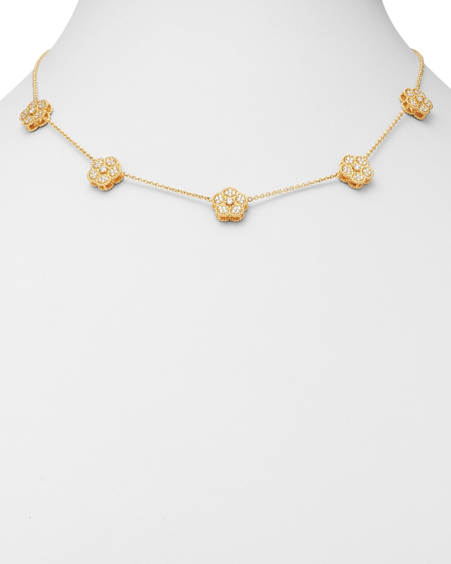 18K Yellow Gold Daisy Diamond Station Necklace, 17.5' - Exclusive