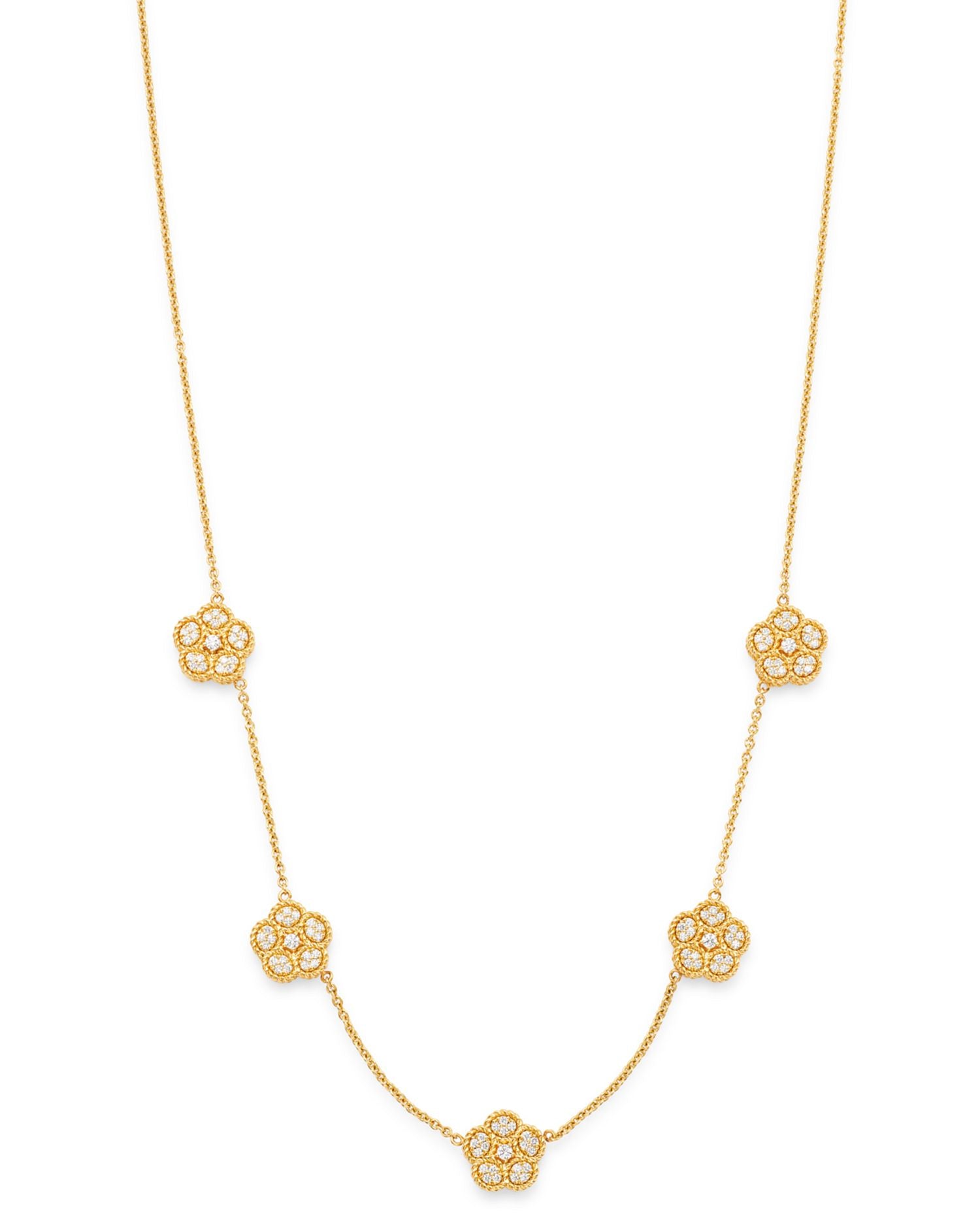 18K Yellow Gold Daisy Diamond Station Necklace, 17.5' - Exclusive