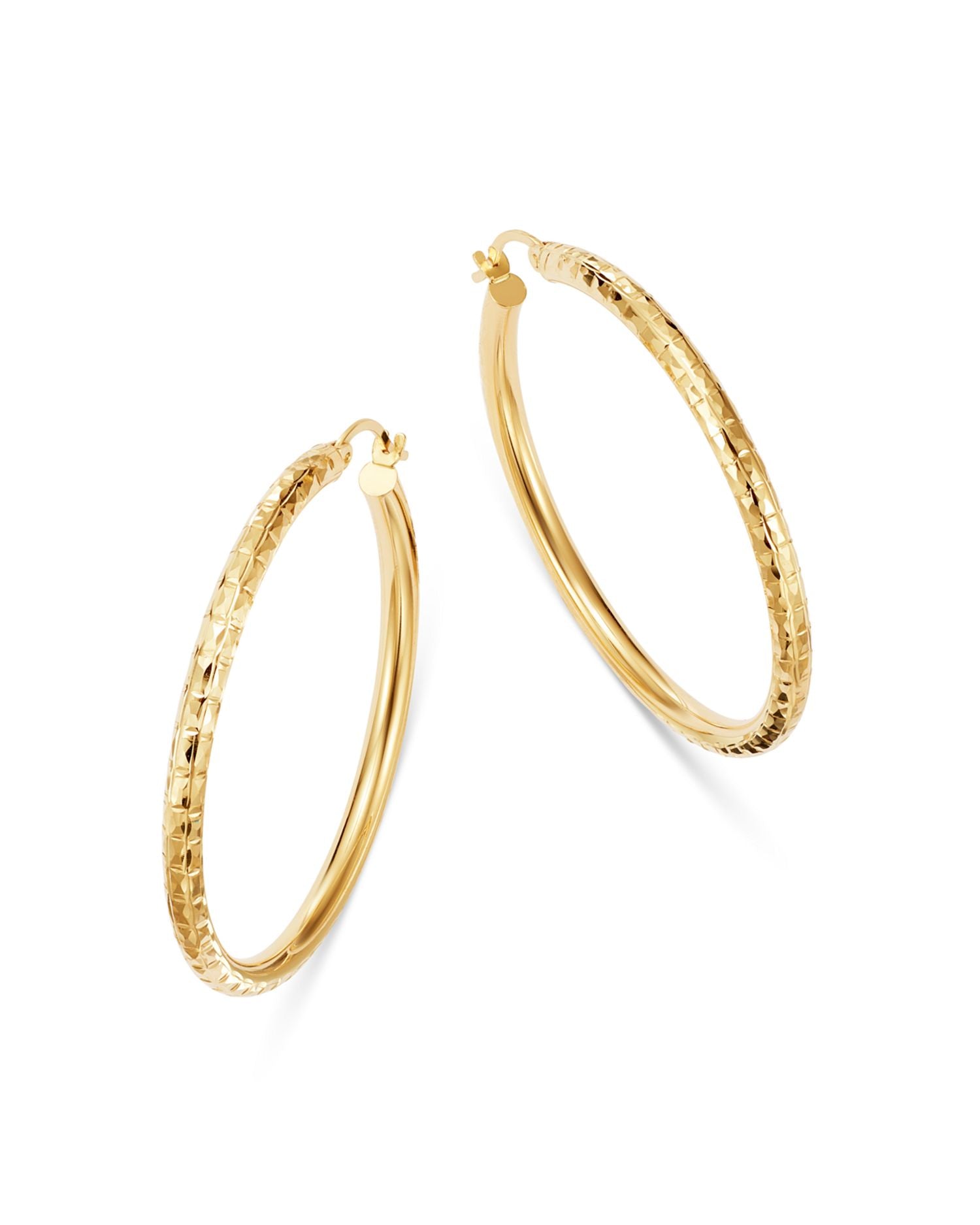 Diamond-Cut Hoop Earrings in 14K Yellow Gold - Exclusive