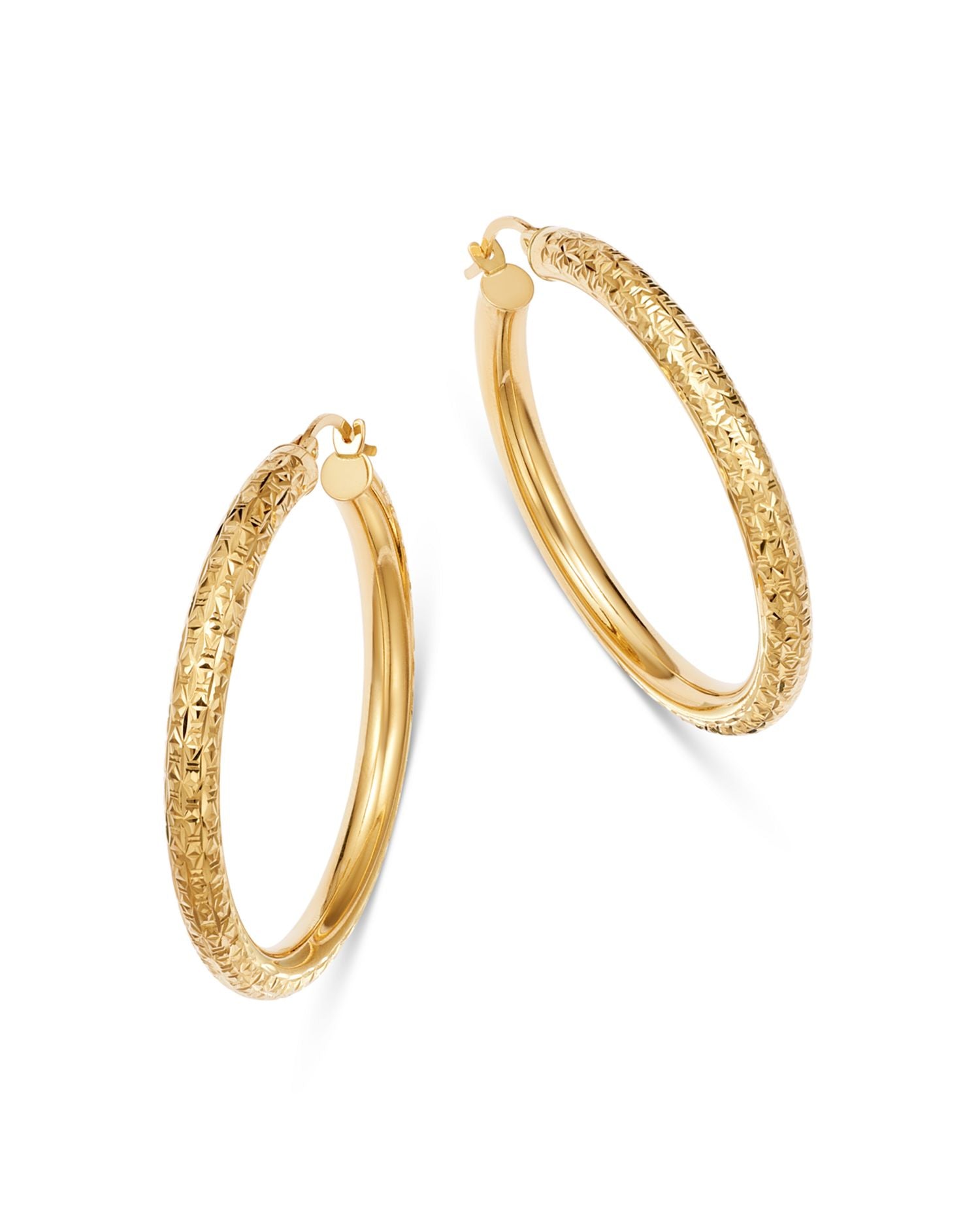 Diamond-Cut Tube Hoop Earrings in 14K Yellow Gold - Exclusive
