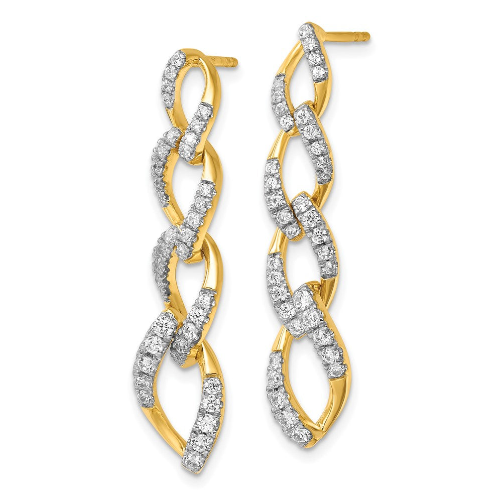 14k Yellow Gold 1 CT Lab Grown Diamond Twisted Link Dangle Earrings VS Clarity G-H Color