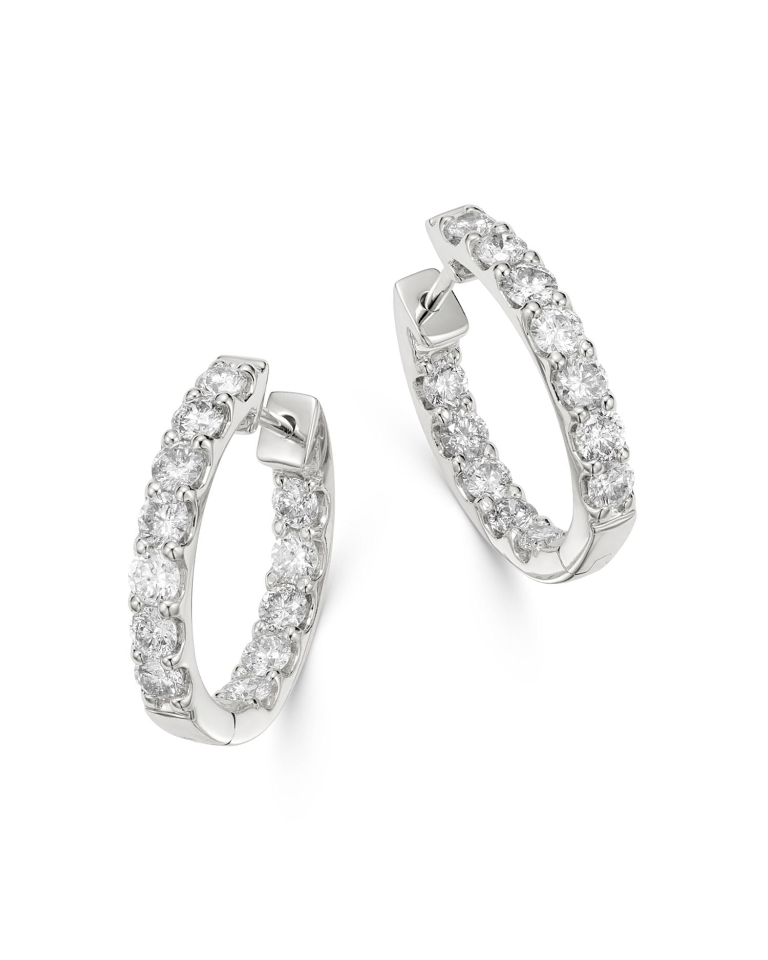 Diamond Oval Inside Out Hoop Earrings in 14K White Gold, 2.0 ct. t.w. - Exclusive