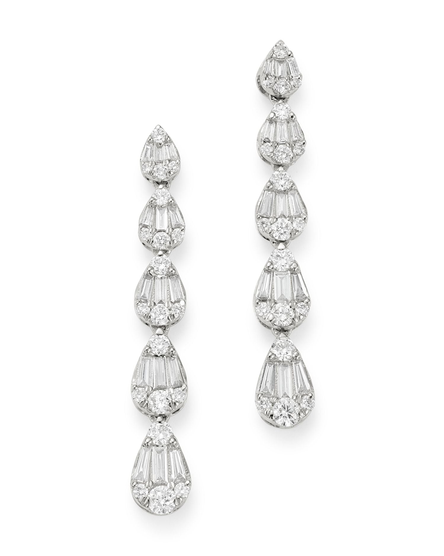 Diamond Mosaic Drop Earrings in 14K White Gold, 1.15 ct. t.w. - Exclusive