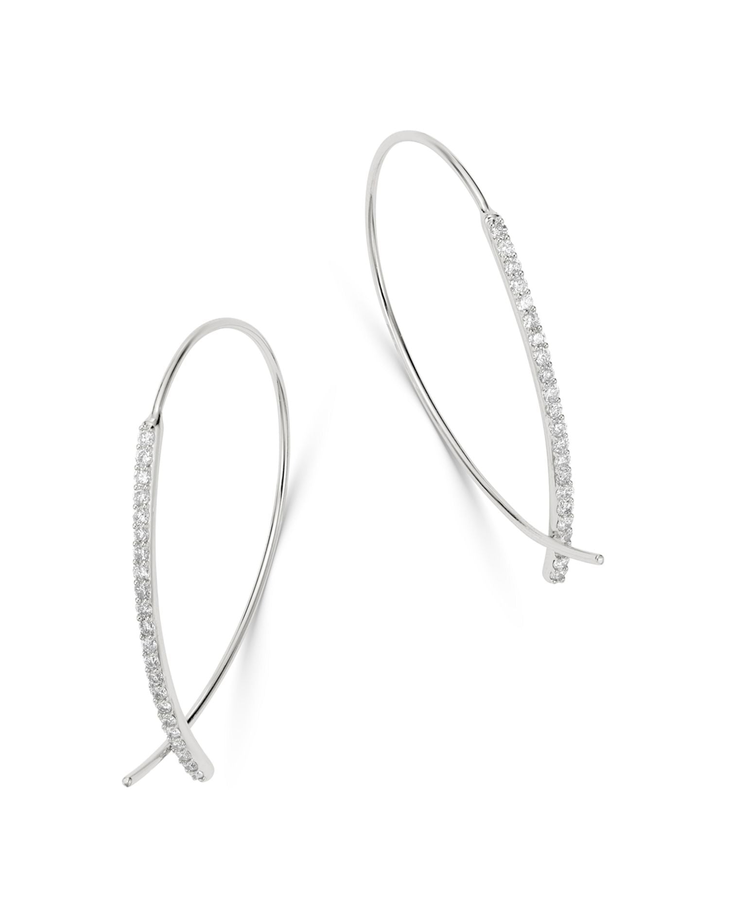 Micro-Pave Diamond Threader Earrings in 14K White Gold, 0.50 ct. t.w. - Exclusive