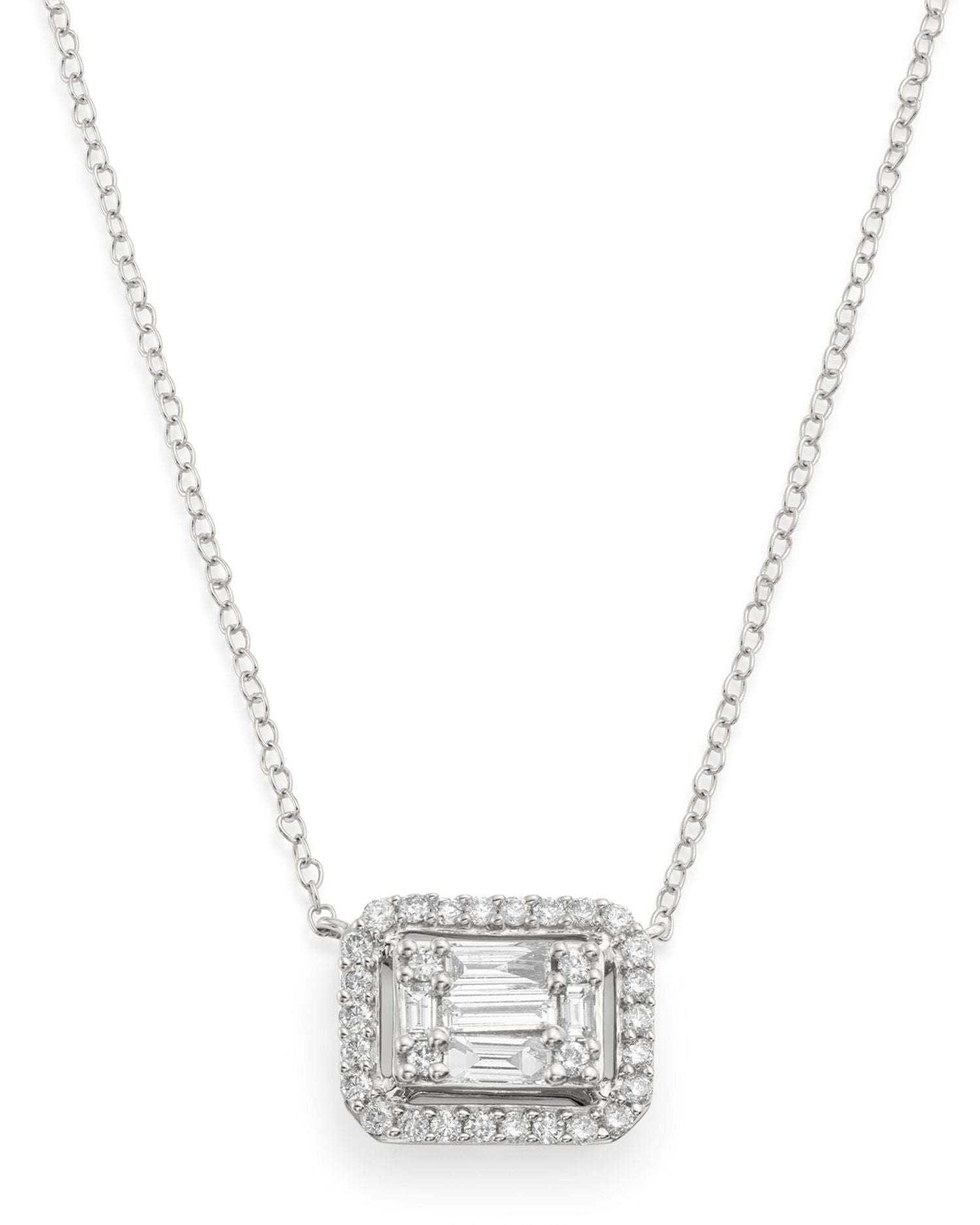 Diamond Mosaic Pendant Necklace in 14K White Gold, 0.75 ct. t.w. - Exclusive