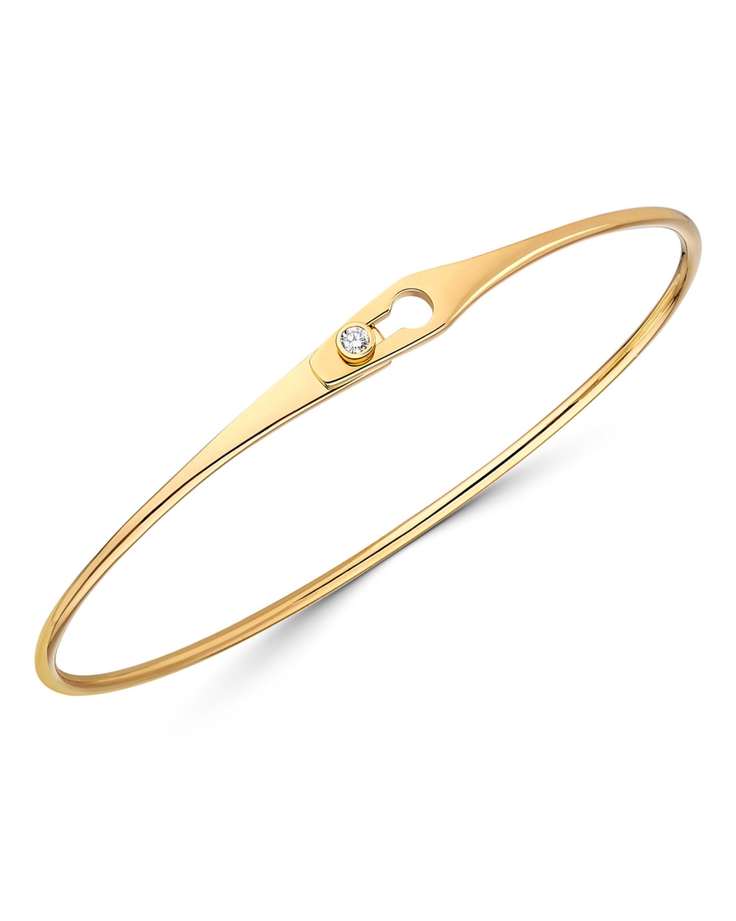 18K Yellow Gold Serrure Bangle Bracelet with Diamond