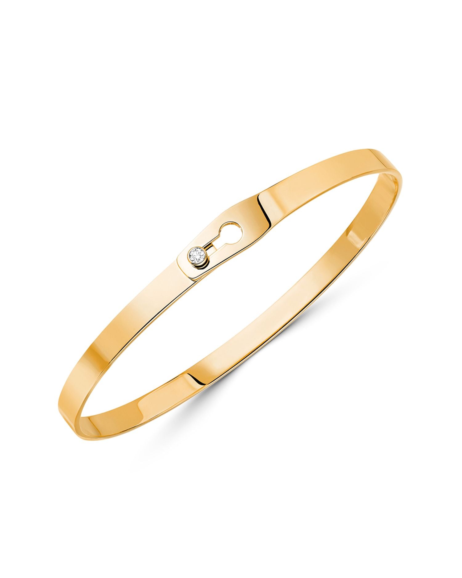 18K Yellow Gold Serrure Bangle Bracelet with Diamonds