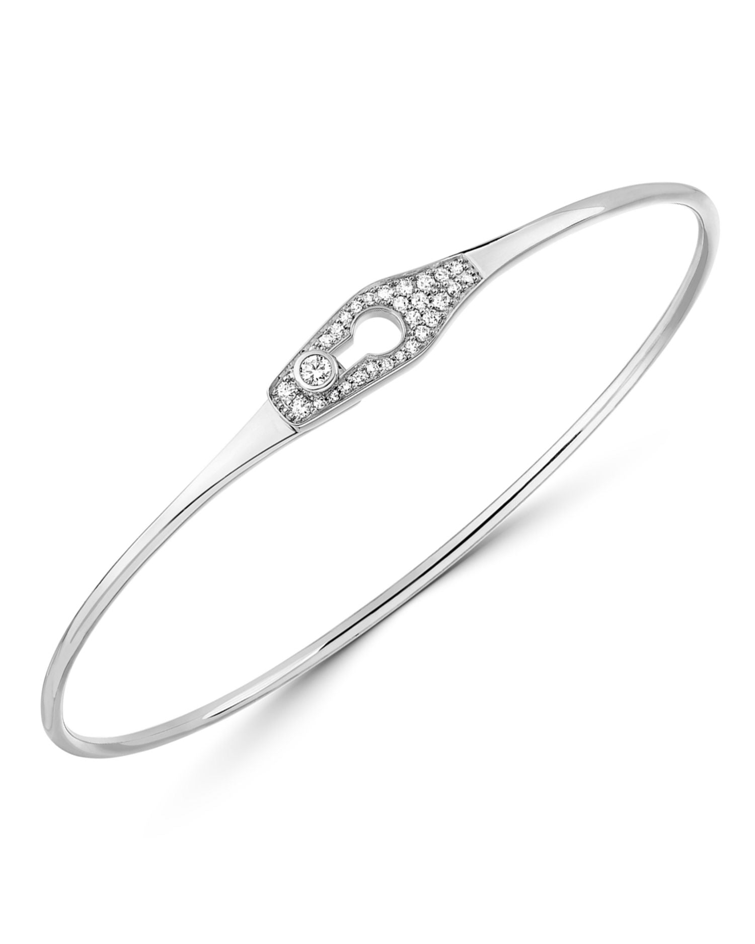 18K White Gold Serrure Bangle Bracelet with Diamonds