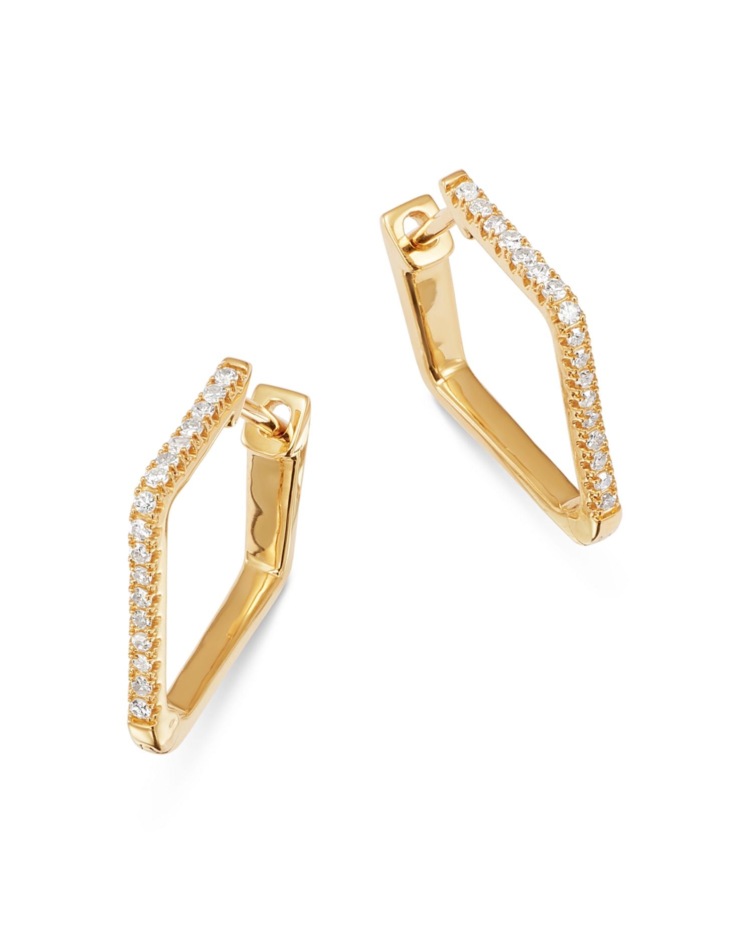 Diamond Pentagon Hoop Earrings in 14K Yellow Gold, 0.15 ct. t.w. - Exclusive
