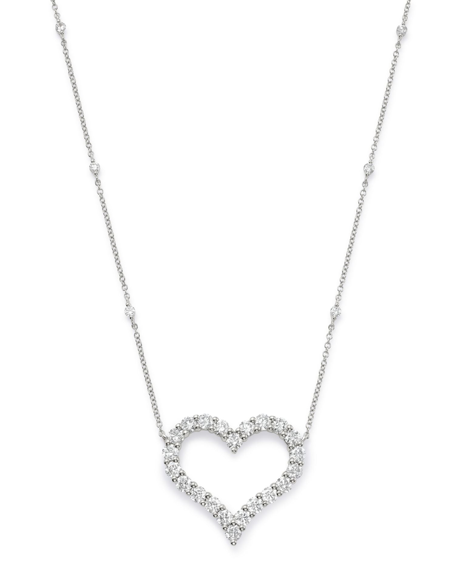 Diamond Heart Pendant Necklace in 14K White Gold, 2.0 ct. t.w. - Exclusive