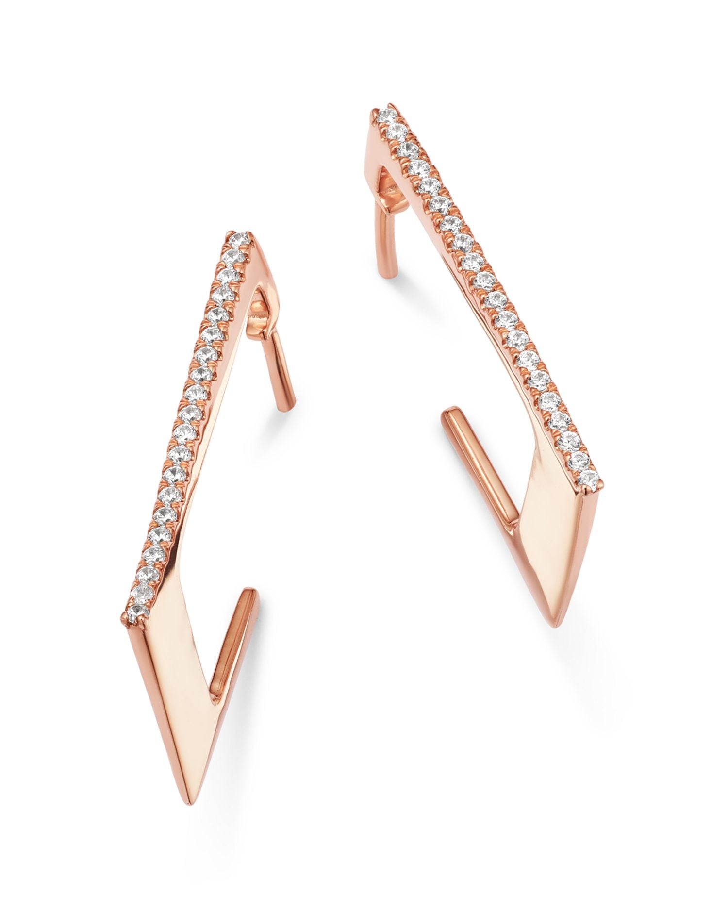 Diamond Rectangular Hoop Earrings in 14K Rose Gold, 0.10 ct. t.w. - Exclusive