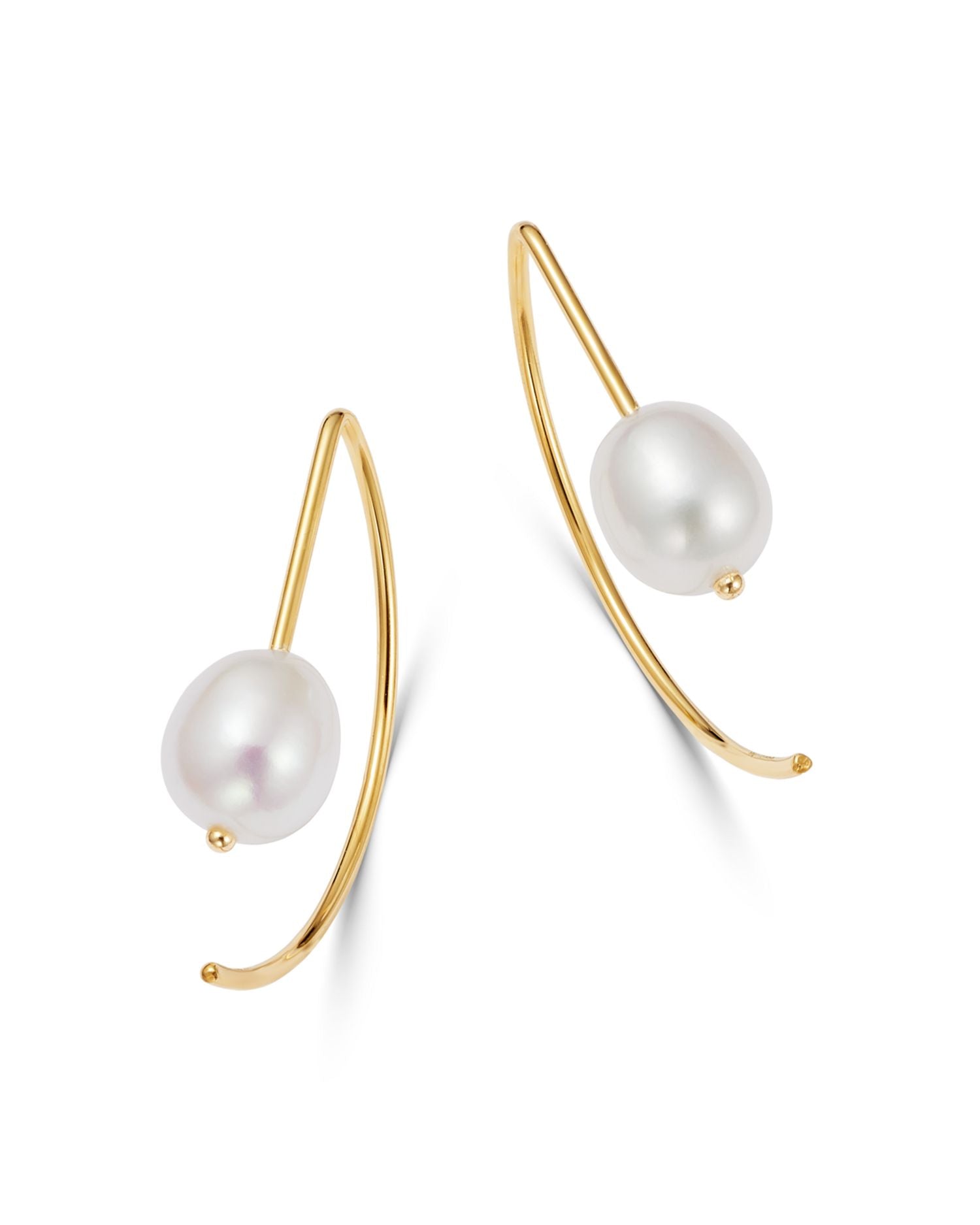Cultured Freshwater Pearl Threader Earrings in 14K Yellow Gold - Exclusive