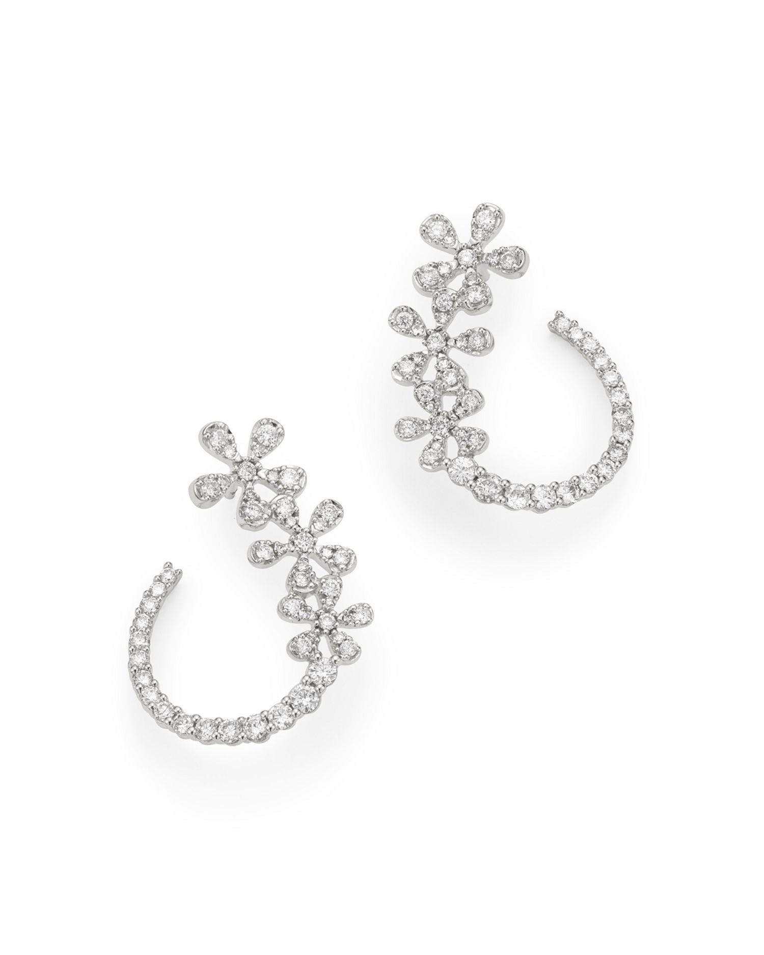 Diamond Flower Front-to-Back Earrings in 14K White Gold, 1.0 ct. t.w. - Exclusive