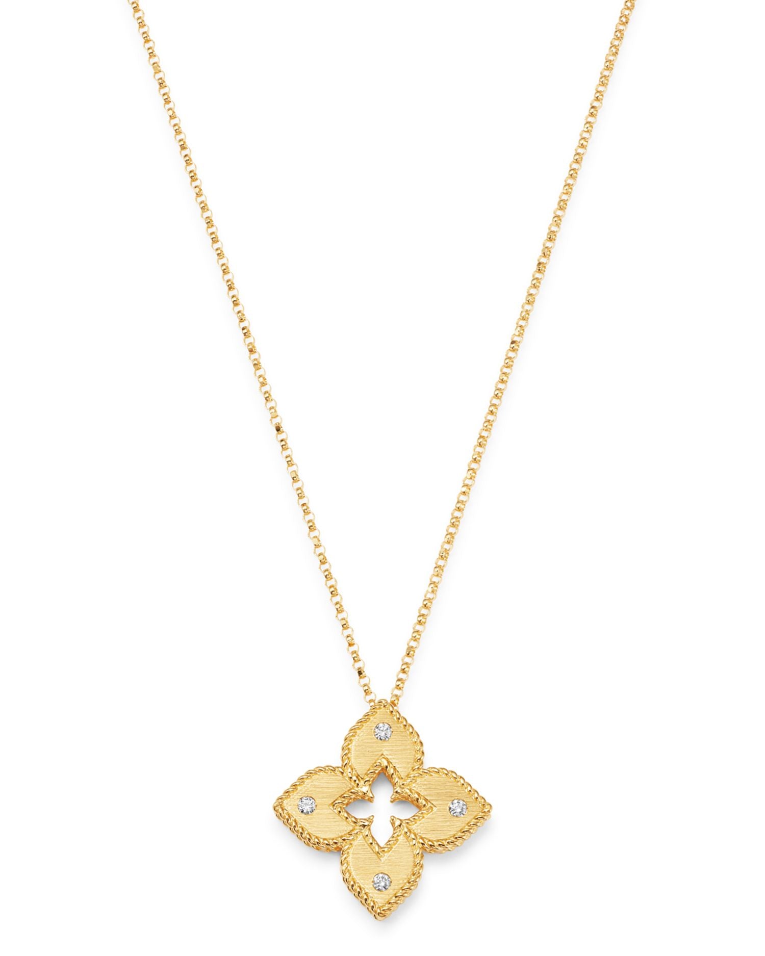18K Yellow Gold Petite Venetian Princess Diamond Pendant Necklace, 17'