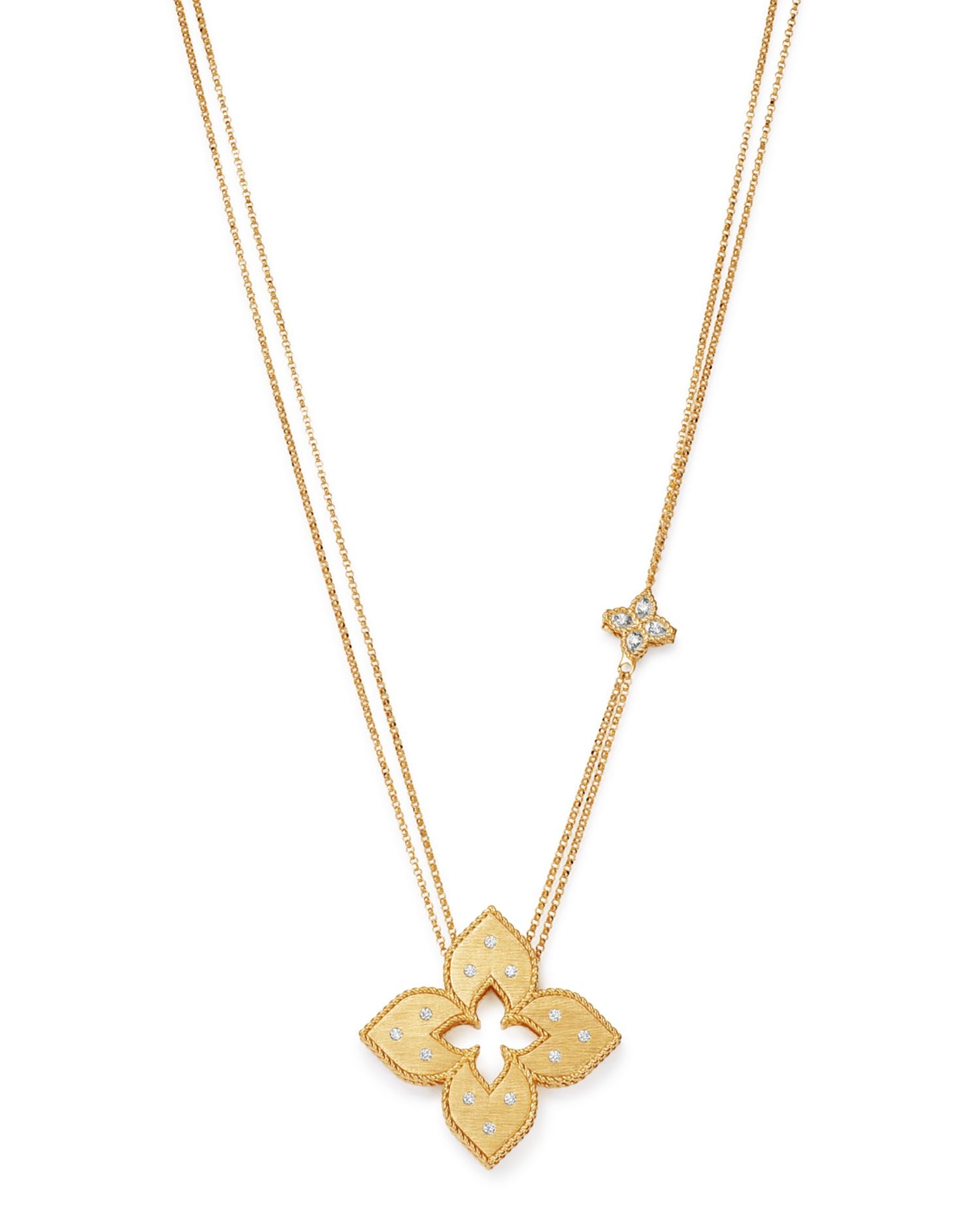 18K Yellow Gold Venetian Princess Diamond Pendant Necklace, 30'