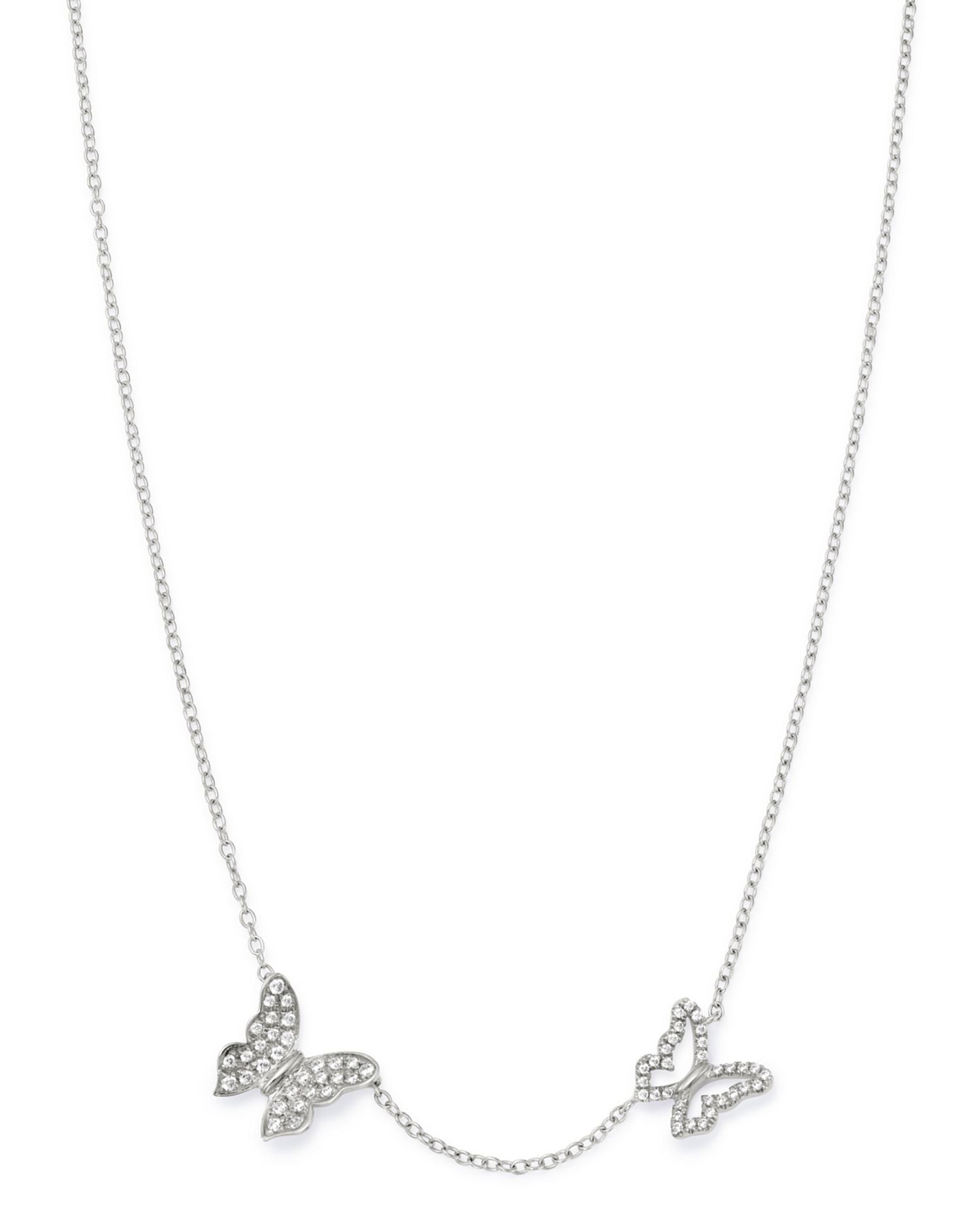 Pavé Diamond Butterfly Necklace in 14K White Gold, 0.25 ct. t.w. - Exclusive