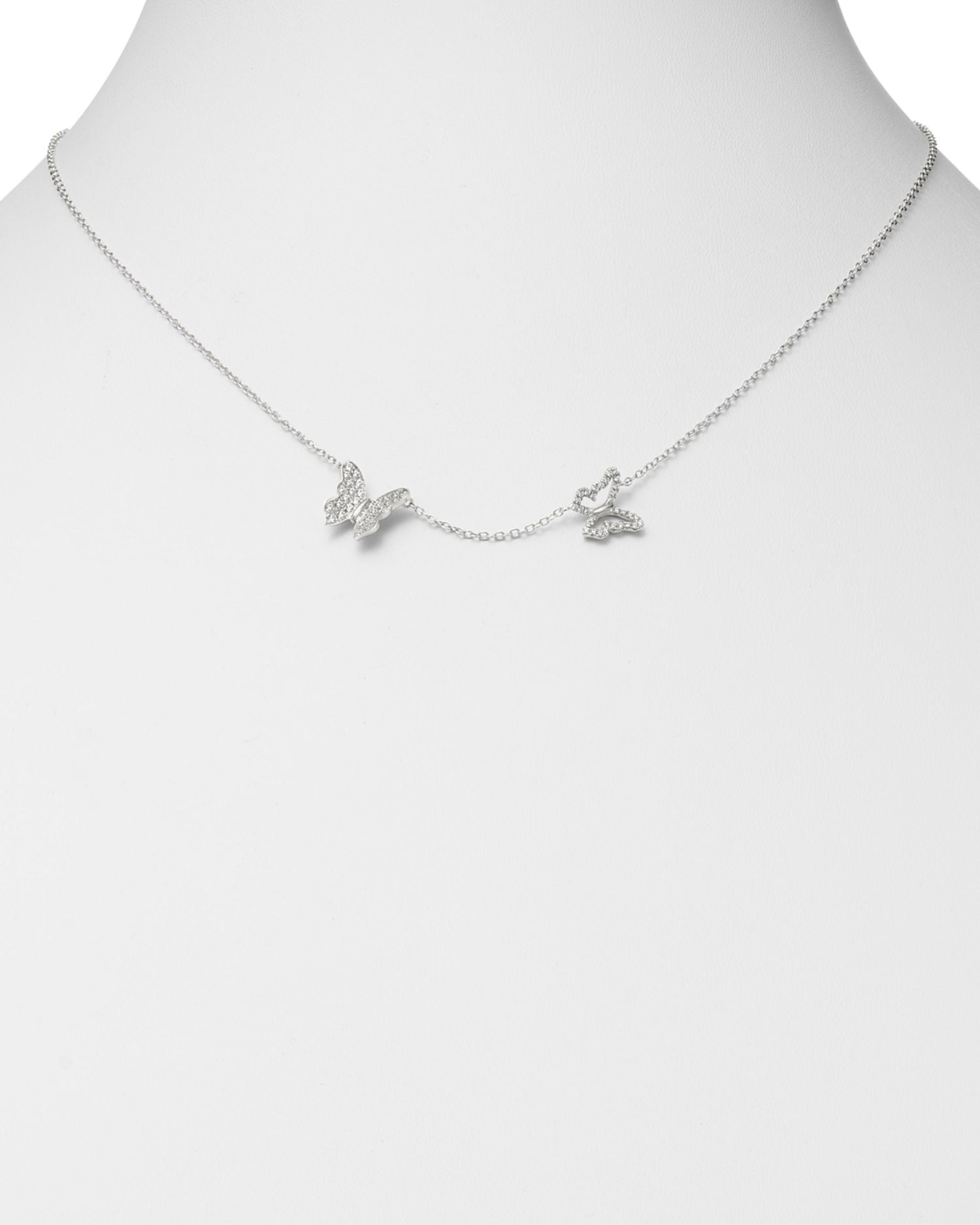 Pavé Diamond Butterfly Necklace in 14K White Gold, 0.25 ct. t.w. - Exclusive