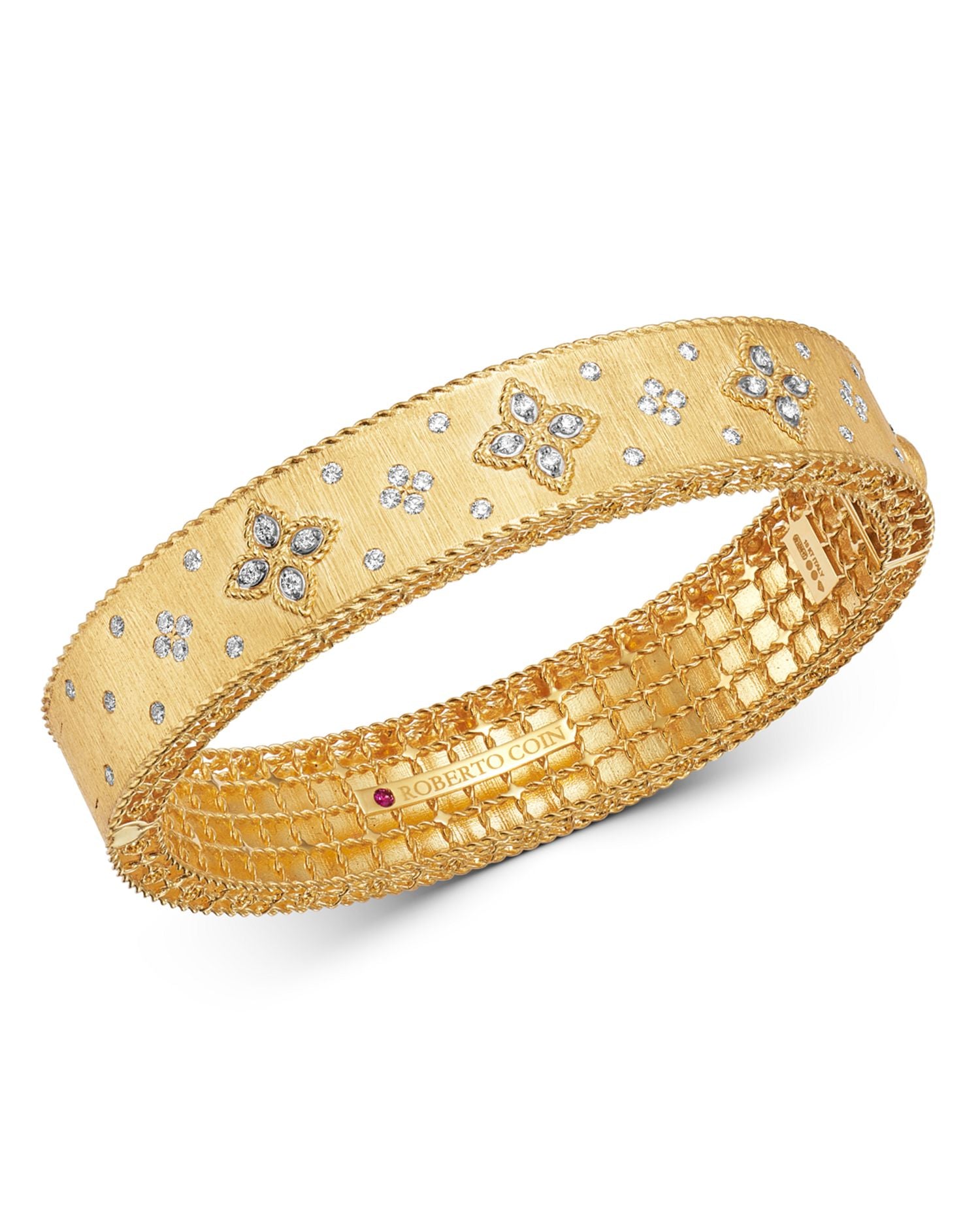 18K Yellow Gold & 18K White Gold Venetian Princess Diamond Bangle Bracelet