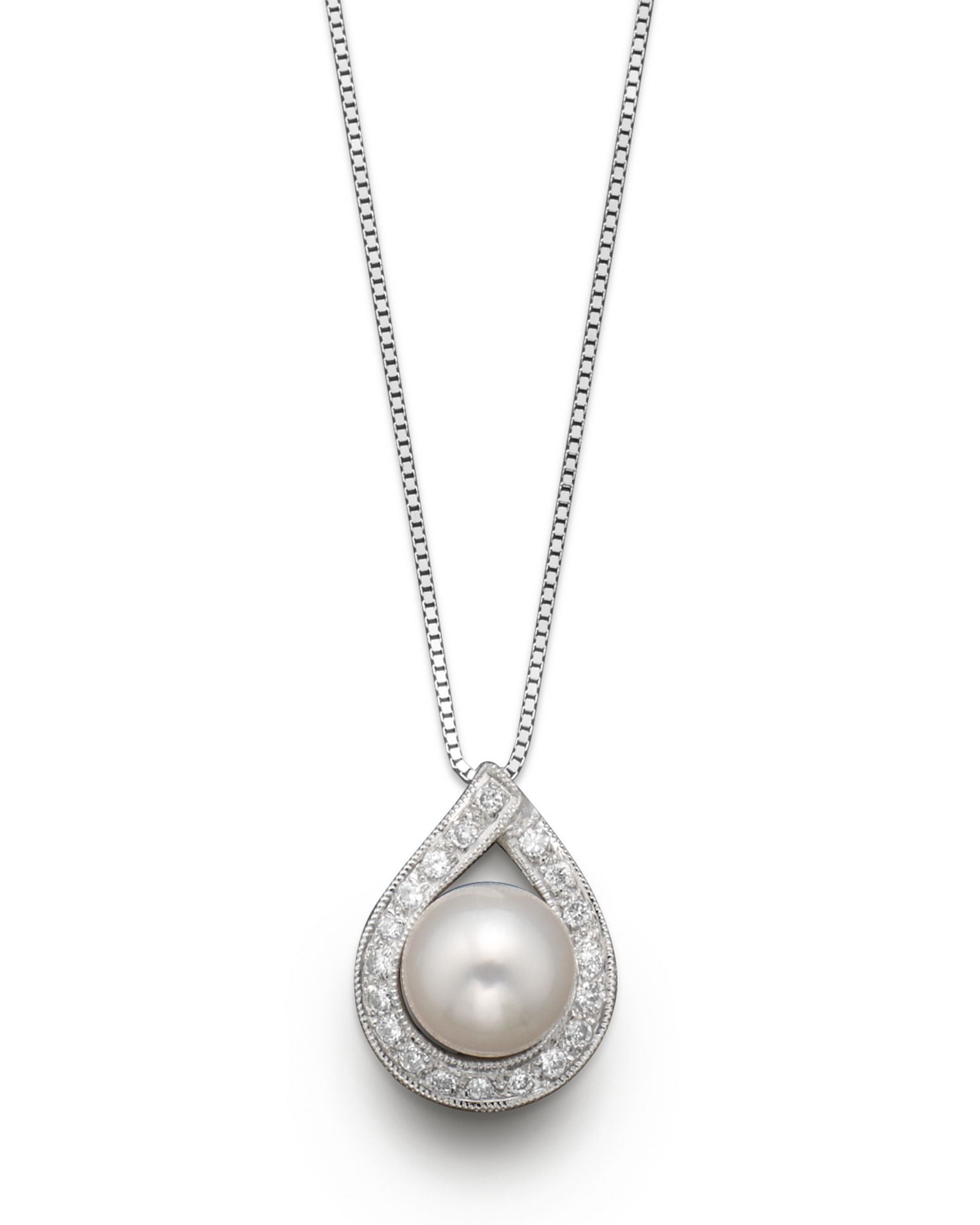Cultured Akoya Pearl Pendant Necklace with Diamonds, 17.5' - Exclusive