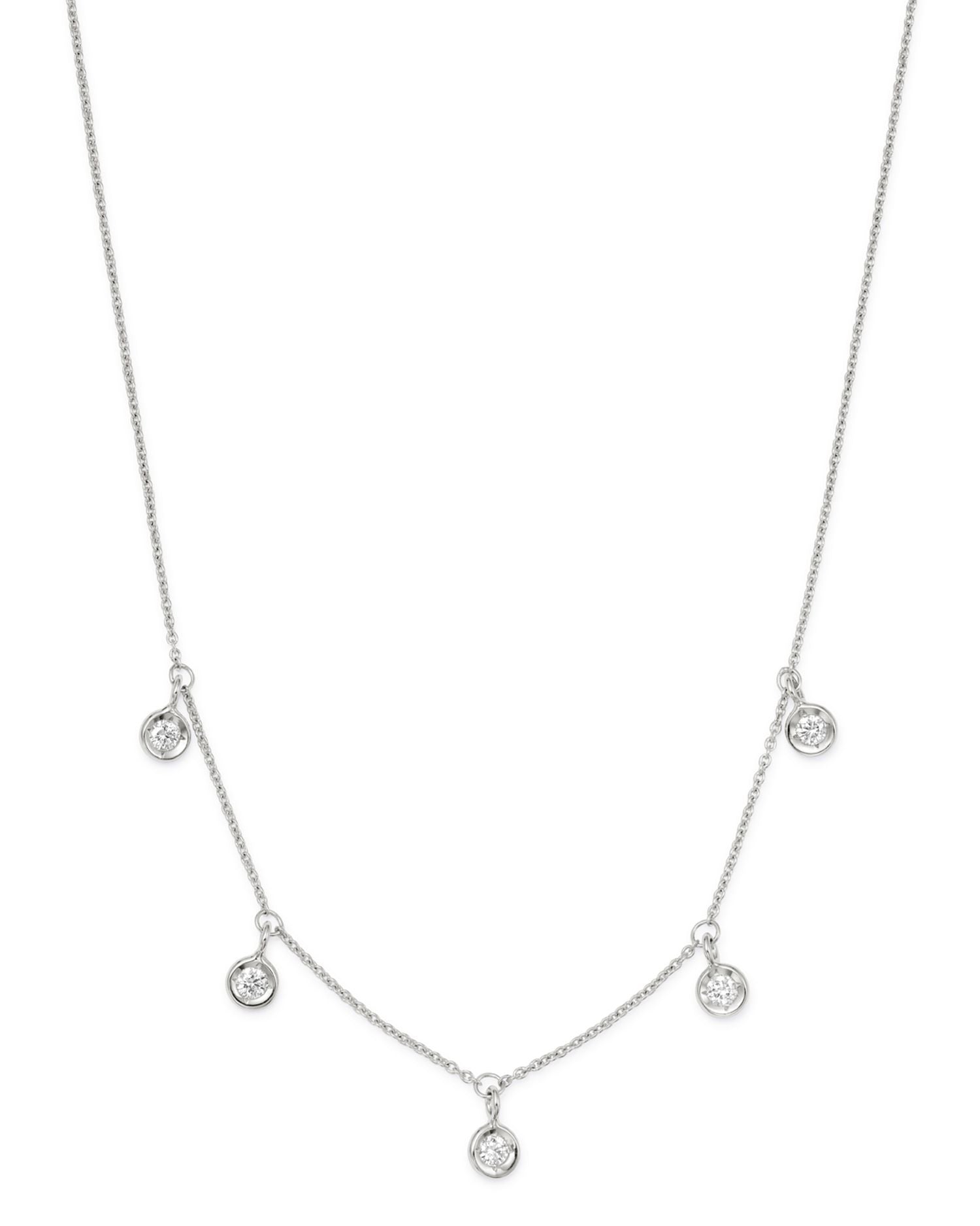18K Gold Diamonds By The Inch Dangling Droplet Necklace, 18'