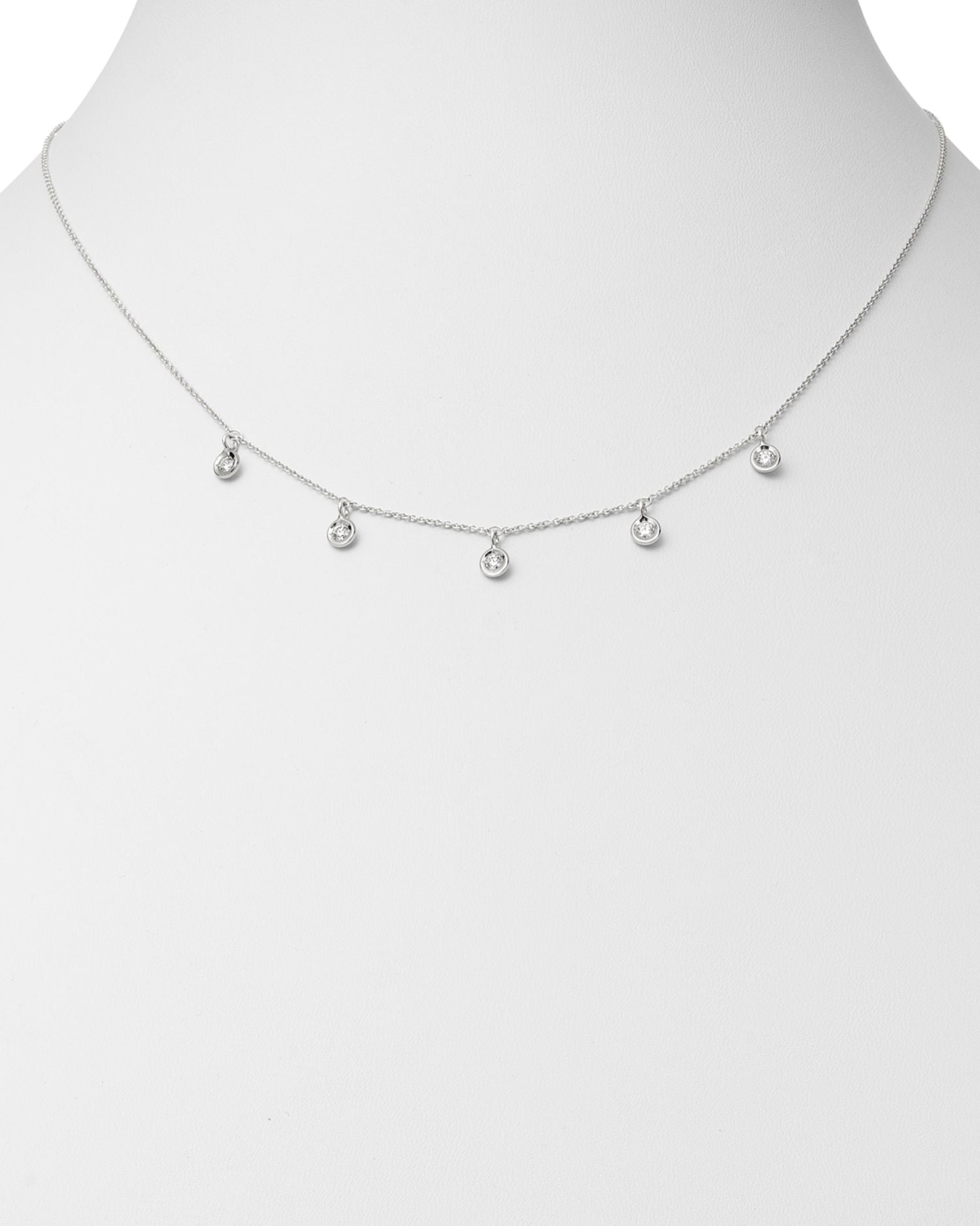 18K Gold Diamonds By The Inch Dangling Droplet Necklace, 18'