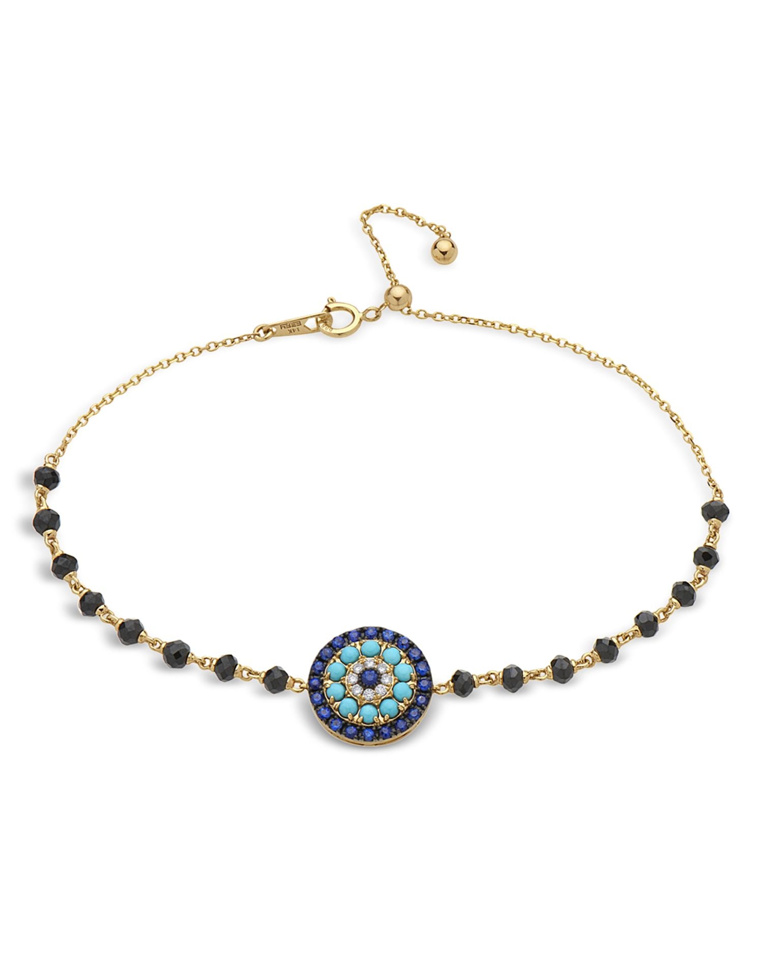 Diamond, Blue Sapphire & Turquoise Bracelet in 14K Yellow Gold - Exclusive