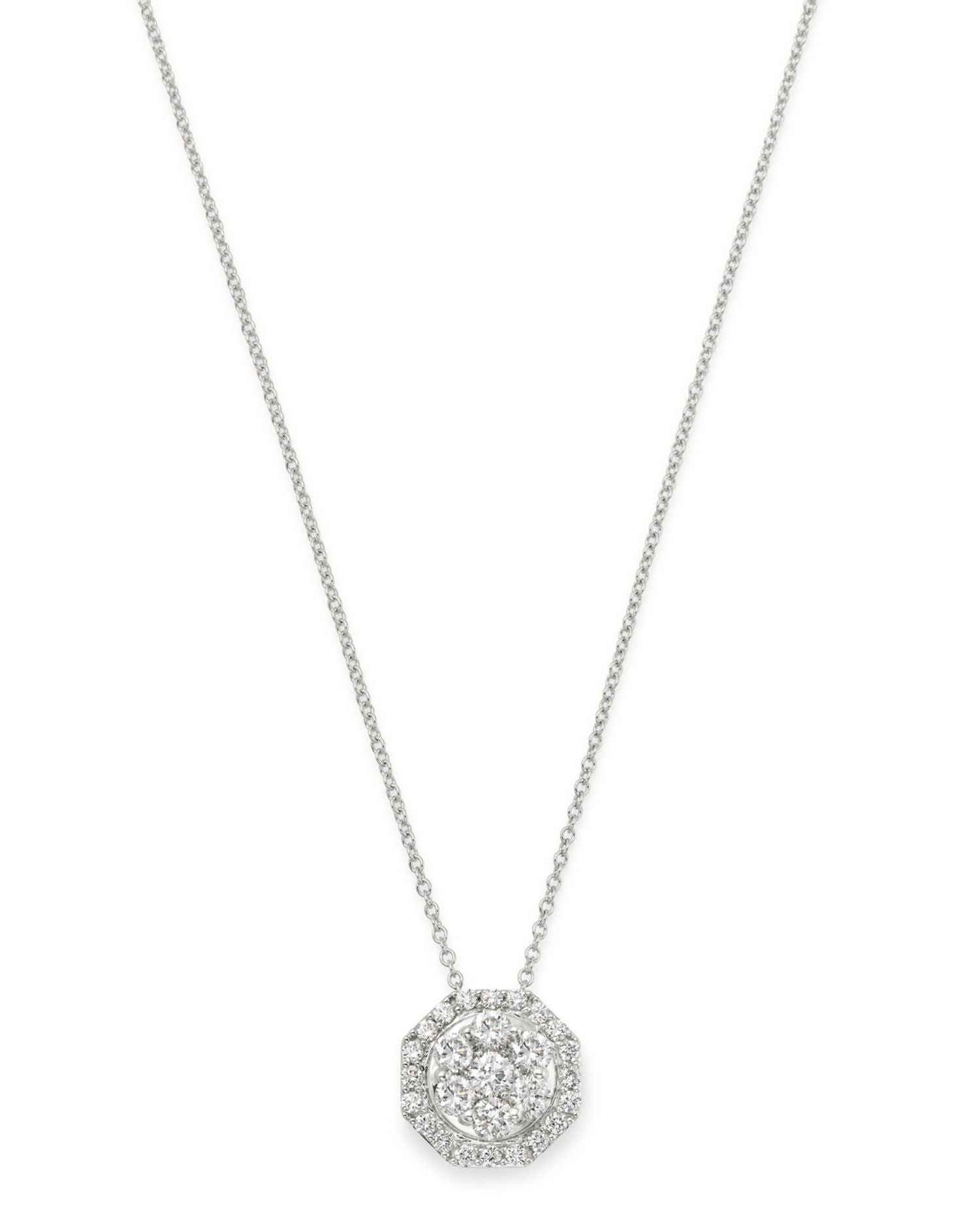 Cluster Diamond Pendant Necklace in 14K White Gold, 1.0 ct. t.w. - Exclusive