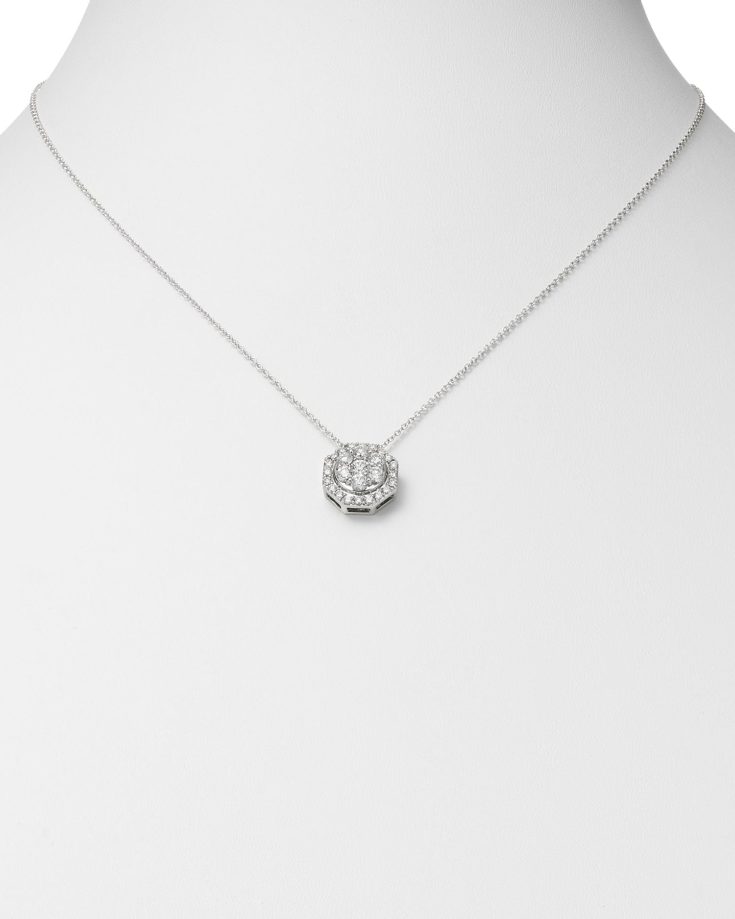 Cluster Diamond Pendant Necklace in 14K White Gold, 1.0 ct. t.w. - Exclusive