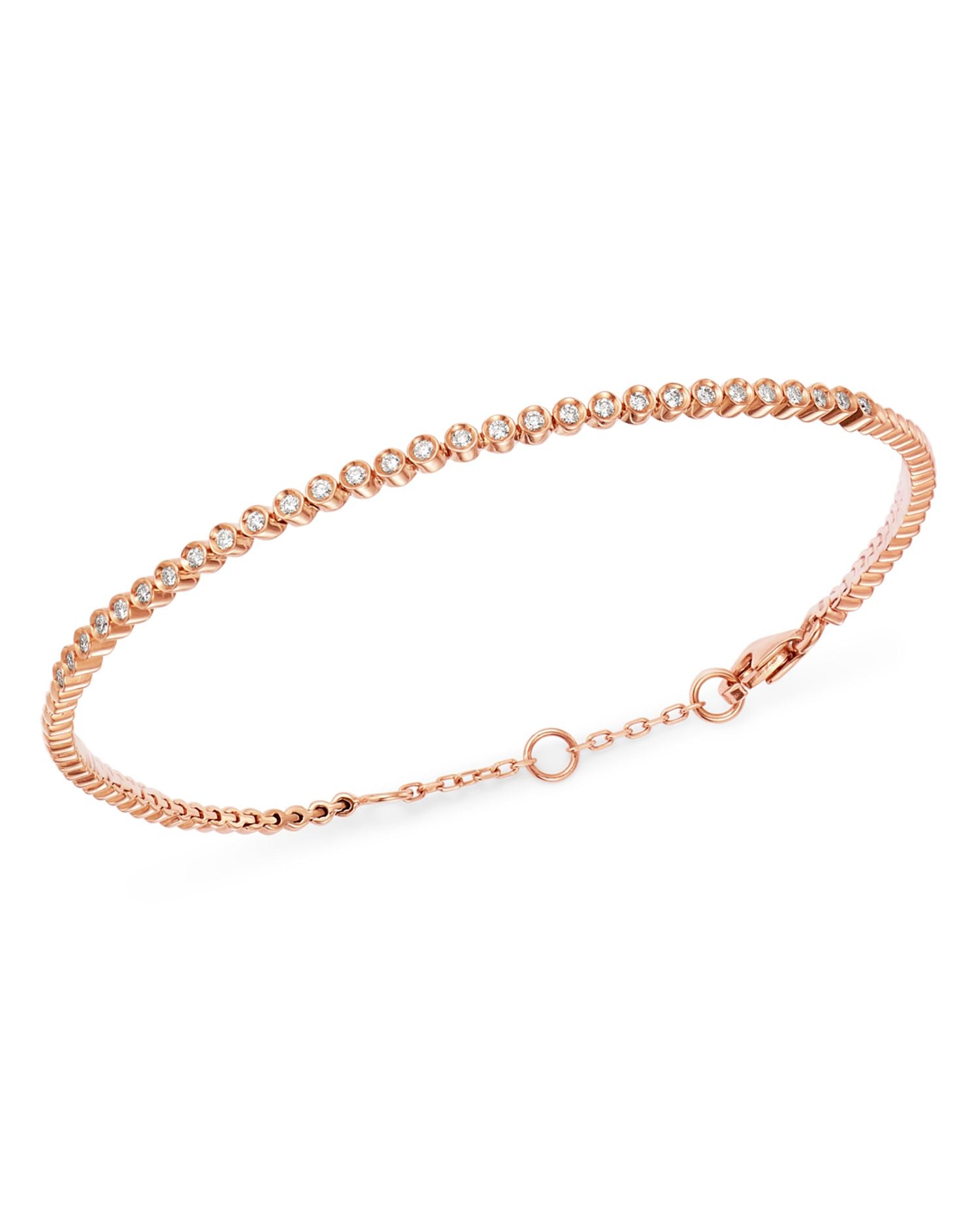 Bezel-Set Diamond Stacking Bracelets in 14K Gold, 14K White Gold or 14k Rose Gold - Exclusive