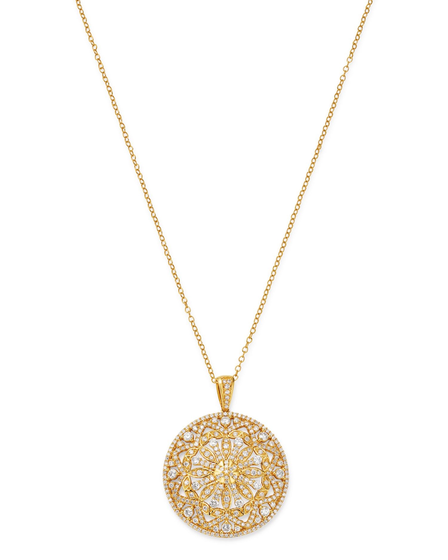 Diamond Medallion Pendant Necklace in 14K Yellow Gold, 1.50 ct. t.w. - Exclusive