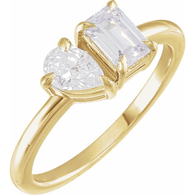 1Ct Emerald-Cut Lab-grown Diamond Ring in 14K Yellow Gold