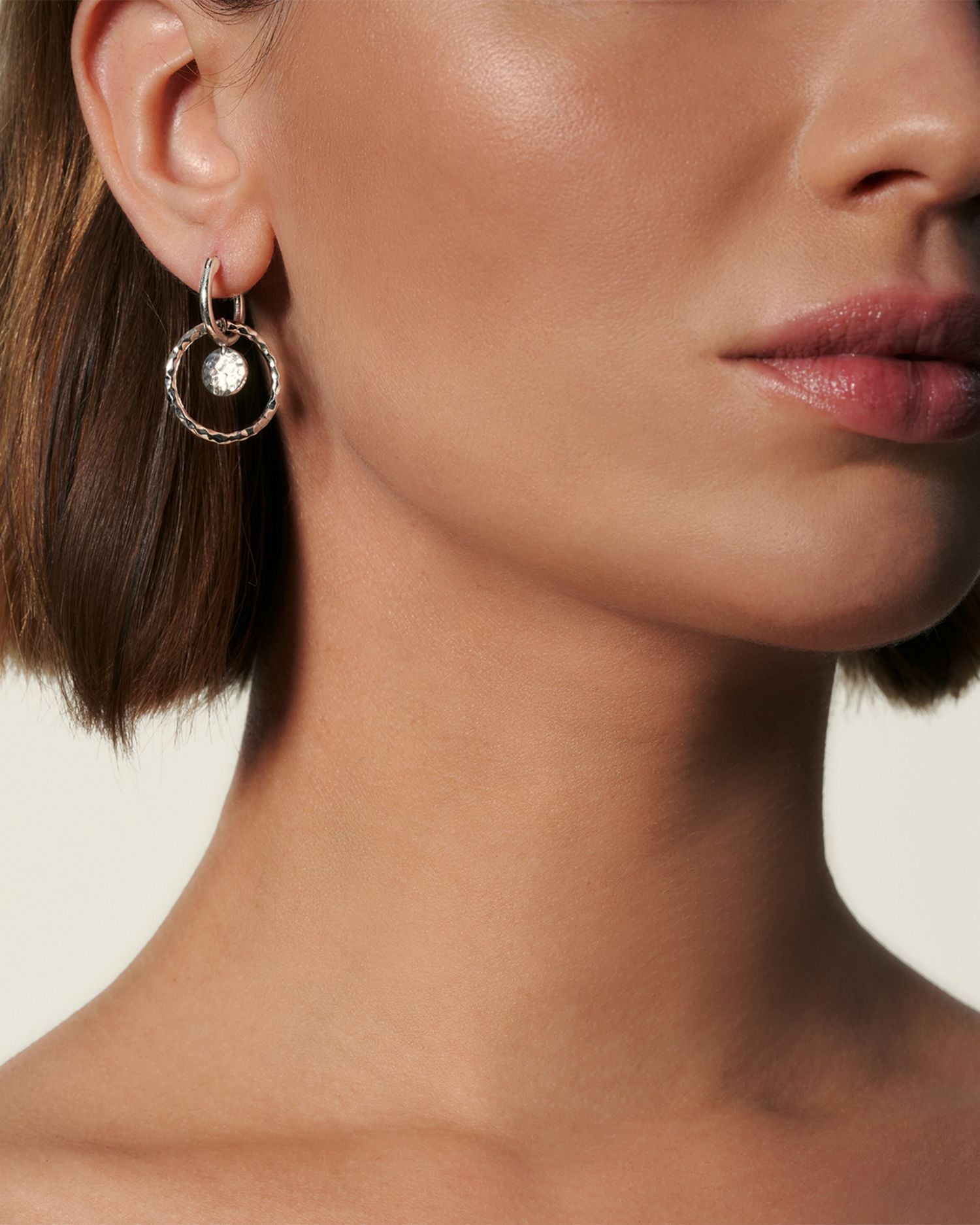 Sterling Silver Dot Interlink Drop Earrings