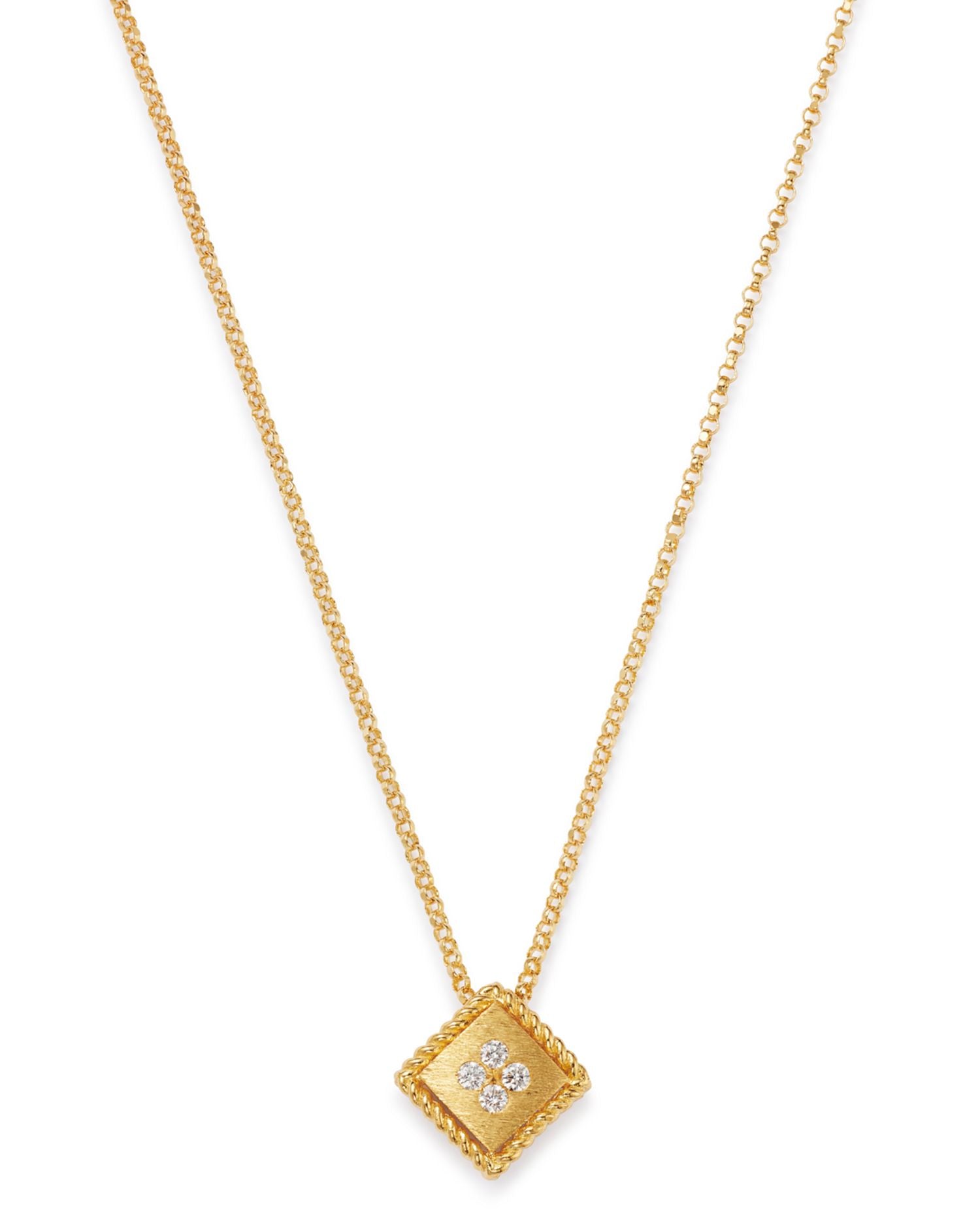 18K Yellow Gold Palazzo Ducale Diamond Pendant Necklace, 18'