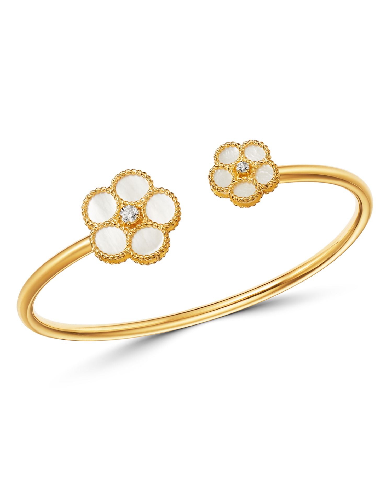 18K Yellow Gold Daisy Diamond & Mother-of-Pearl Bangle Bracelet - Exclusive