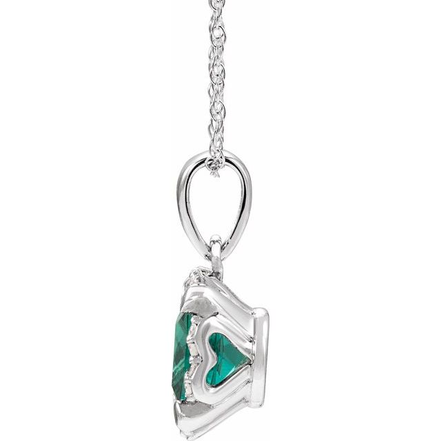 0.04Ct Emerald-Cut Lab-grown and Natural Diamond Necklace in 14K White Gold