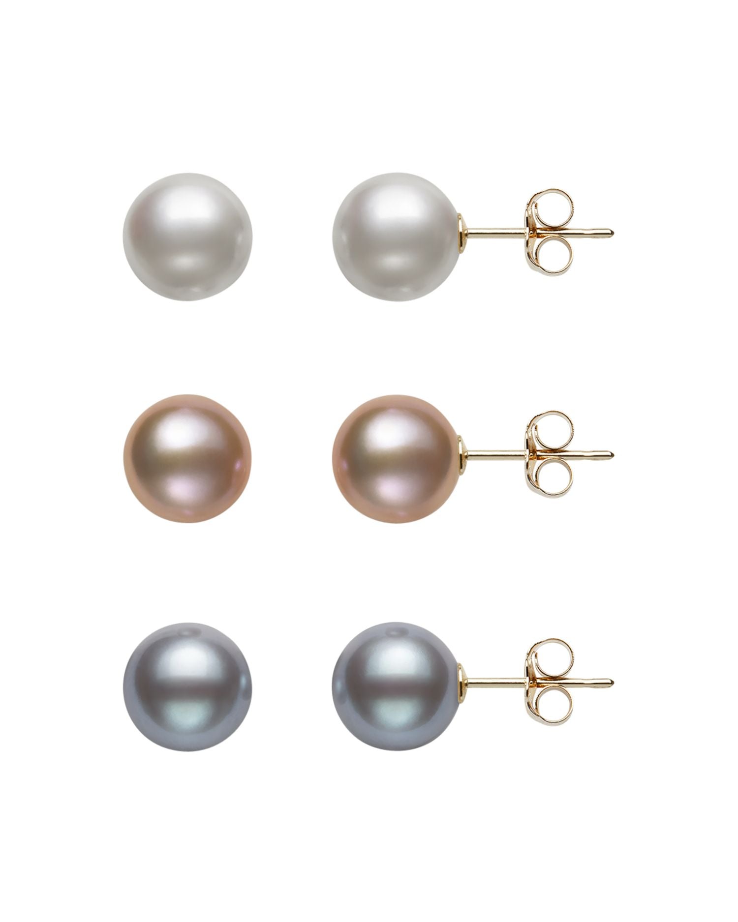 Cultured Freshwater Pearl Stud Earring Set in 14K Yellow Gold - Exclusive