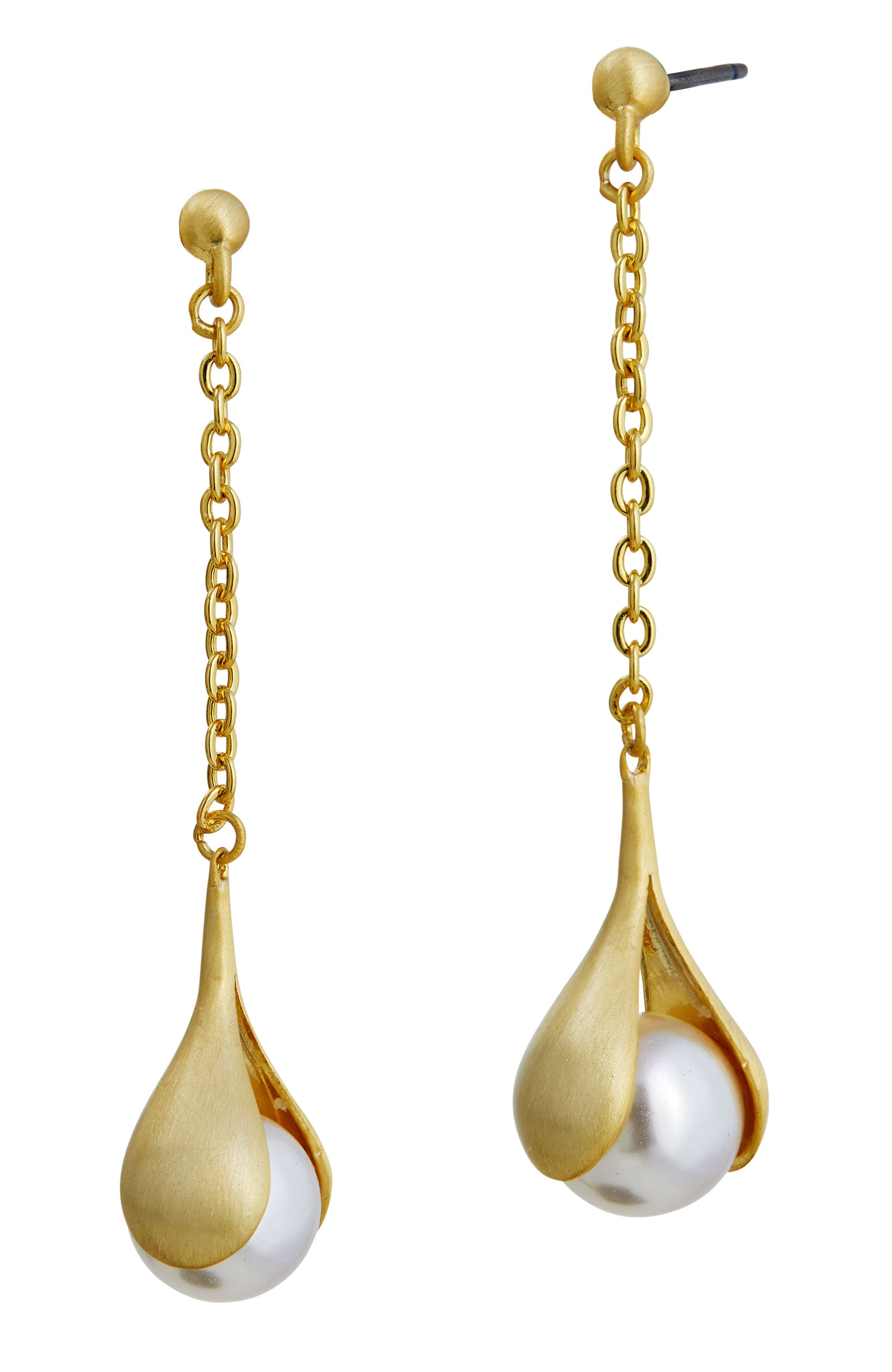 Vermeil Faux Pearl Drop