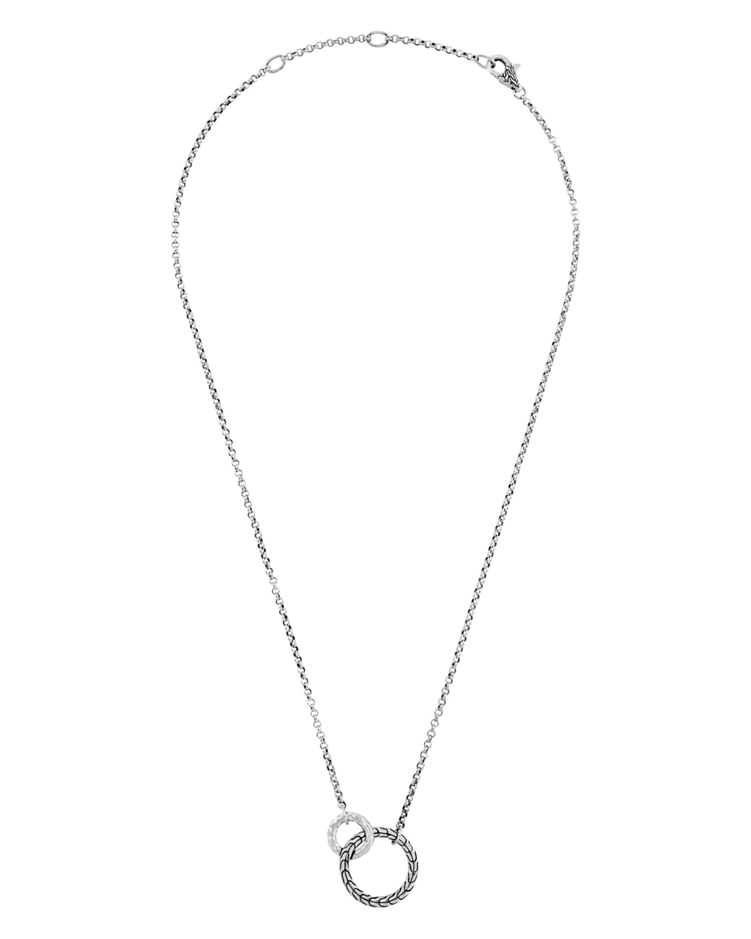 Sterling Silver Classic Chain Interlocking Circle Station Necklace, 18'