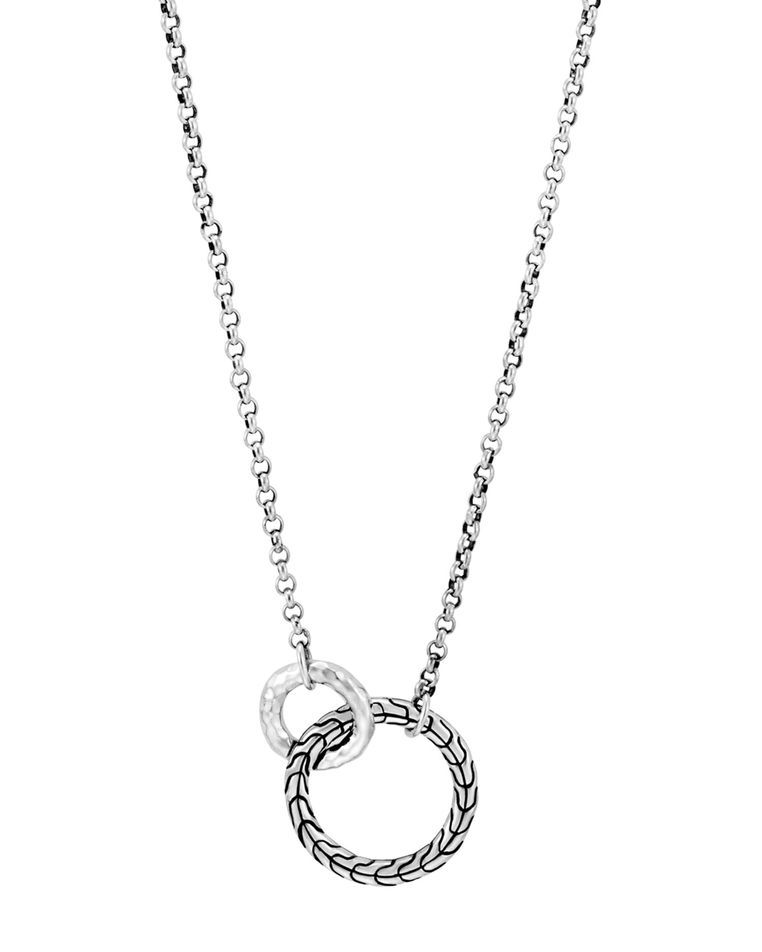 Sterling Silver Classic Chain Interlocking Circle Station Necklace, 18'
