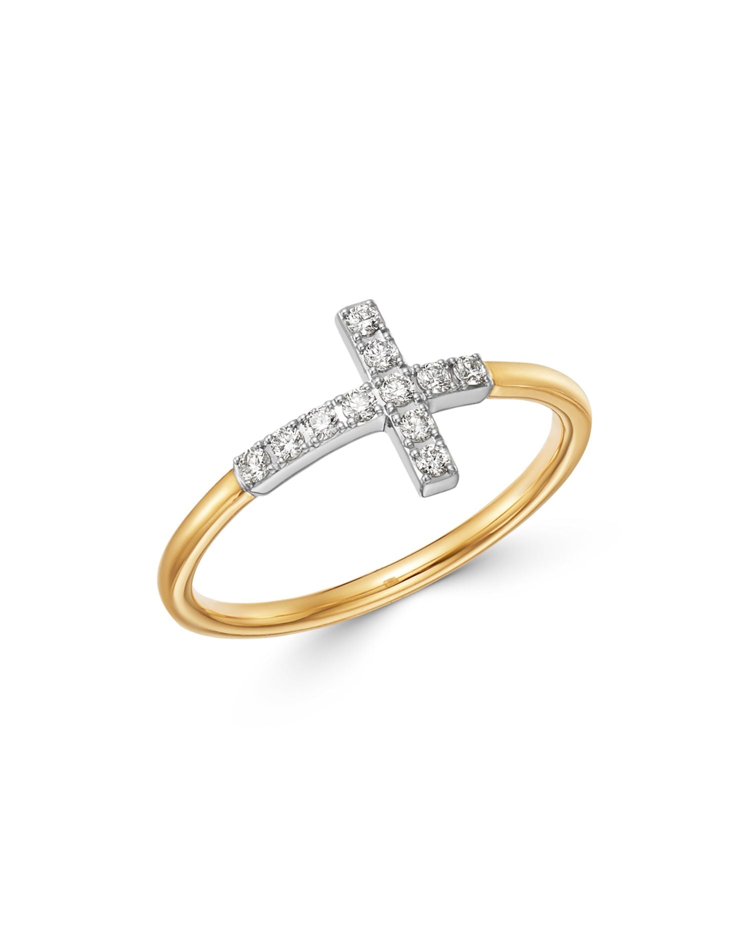 Diamond Cross Ring in 14K Yellow & White Gold, 0.15 ct. t.w. - Exclusive