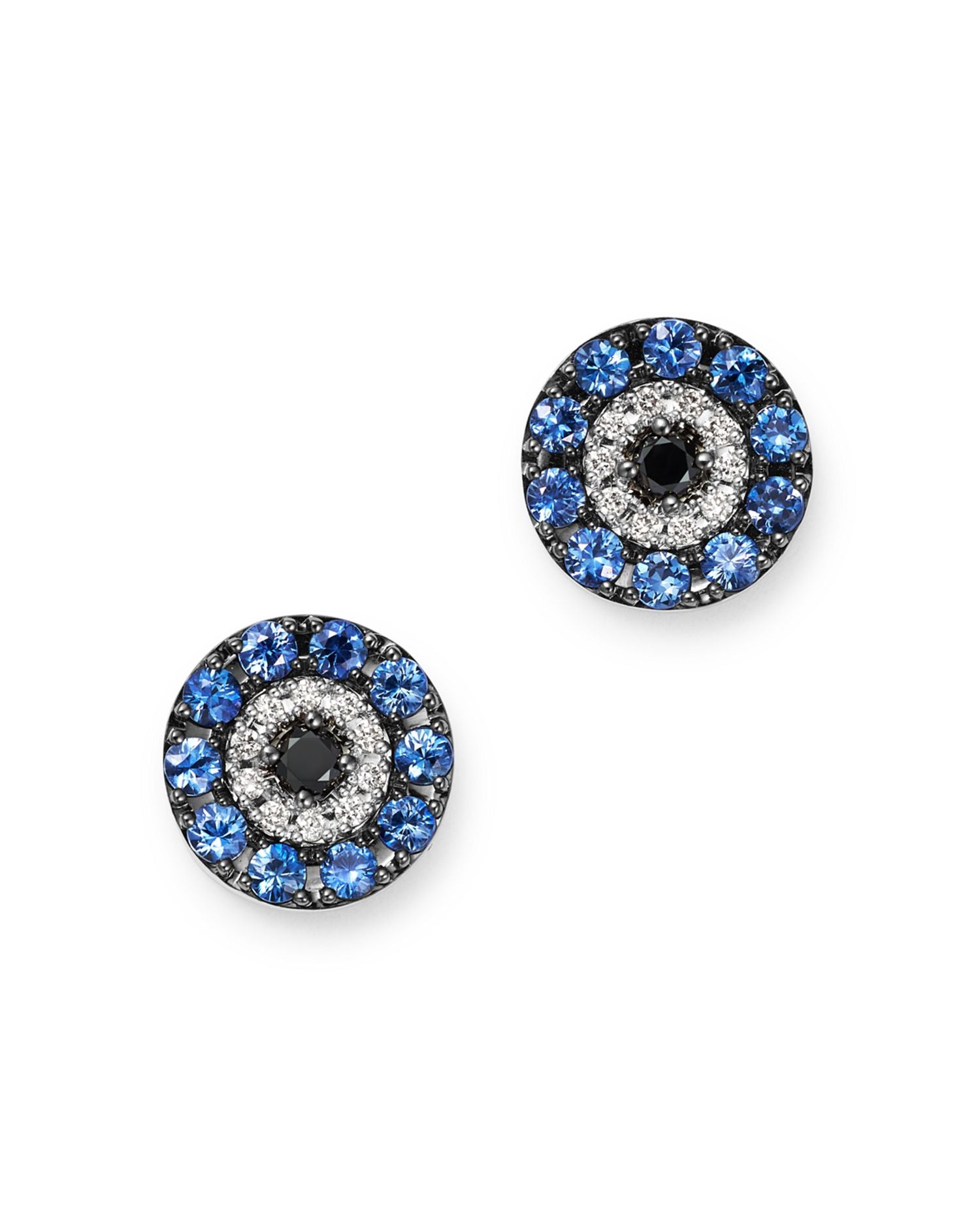 Diamond & Sapphire Evil Eye Earrings in 14K White Gold - Exclusive