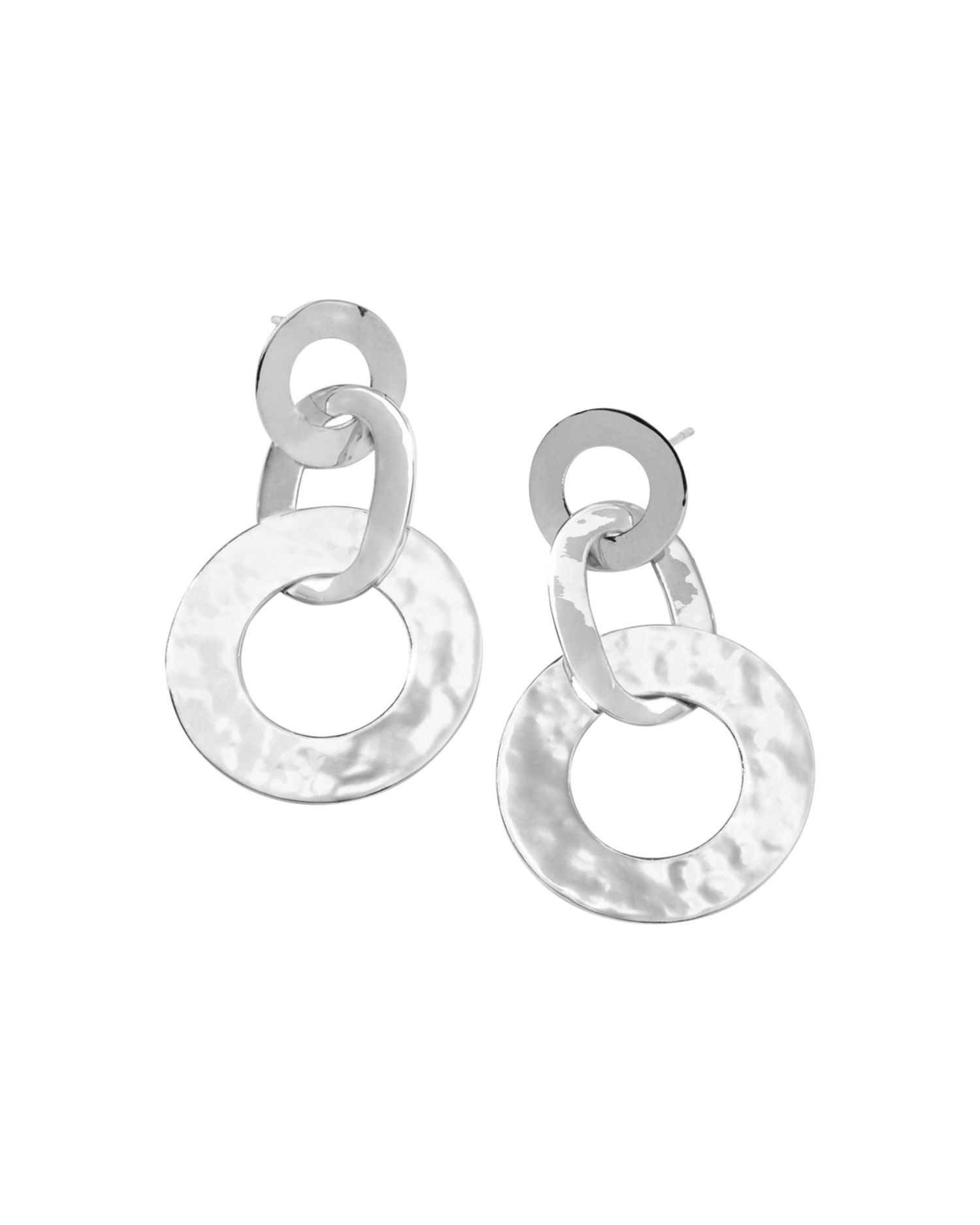Sterling Silver Classico Hammered Open Disc Drop Earrings