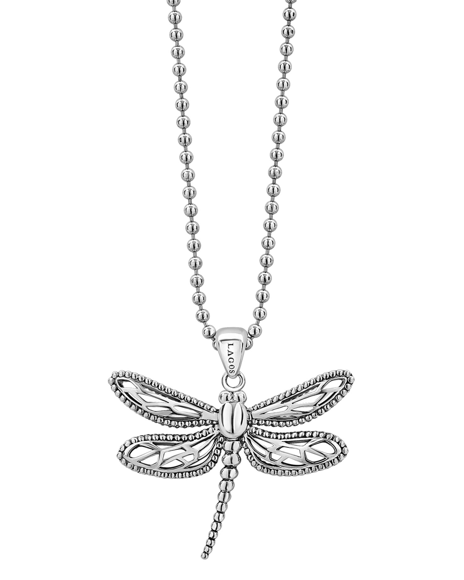 Sterling Silver Rare Wonders Dragonfly Pendant Necklace, 34'