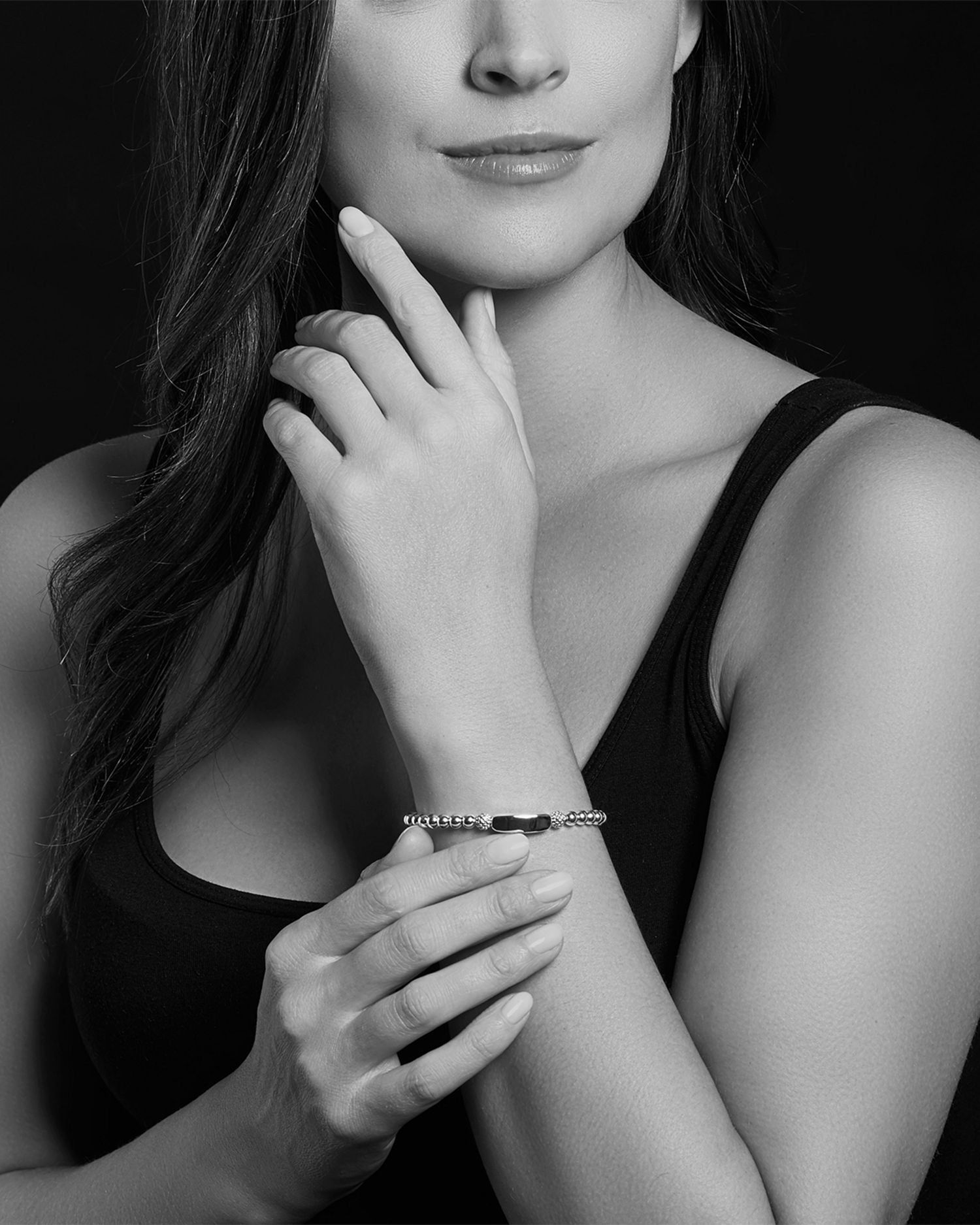 Sterling Silver Signature Caviar XOXO Station Bracelet