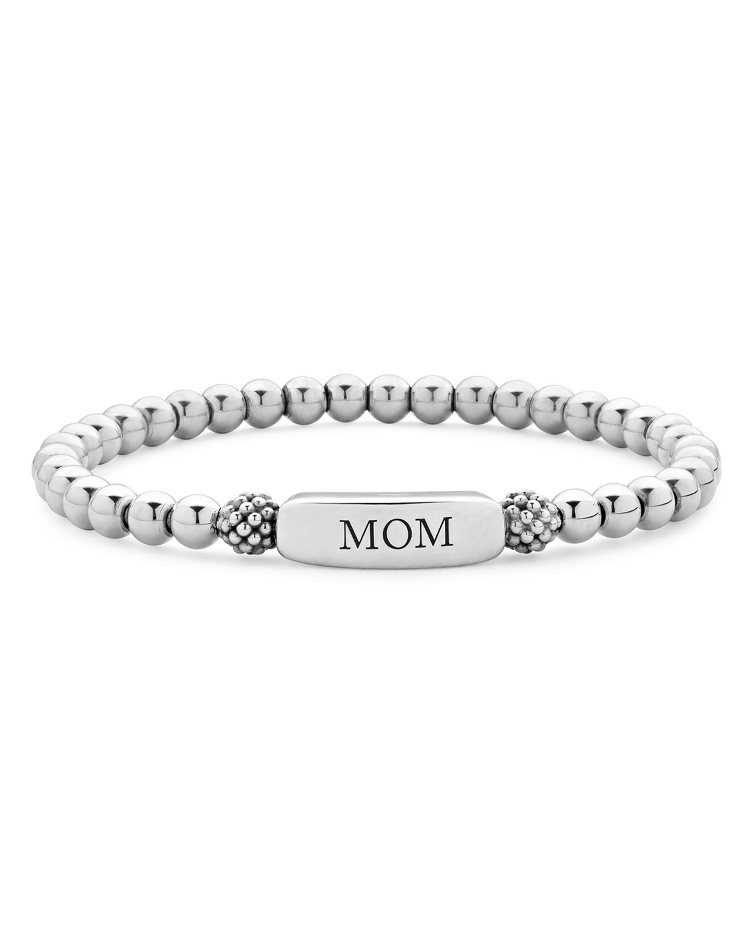 Sterling Silver Signature Caviar Mom Station Bracelet
