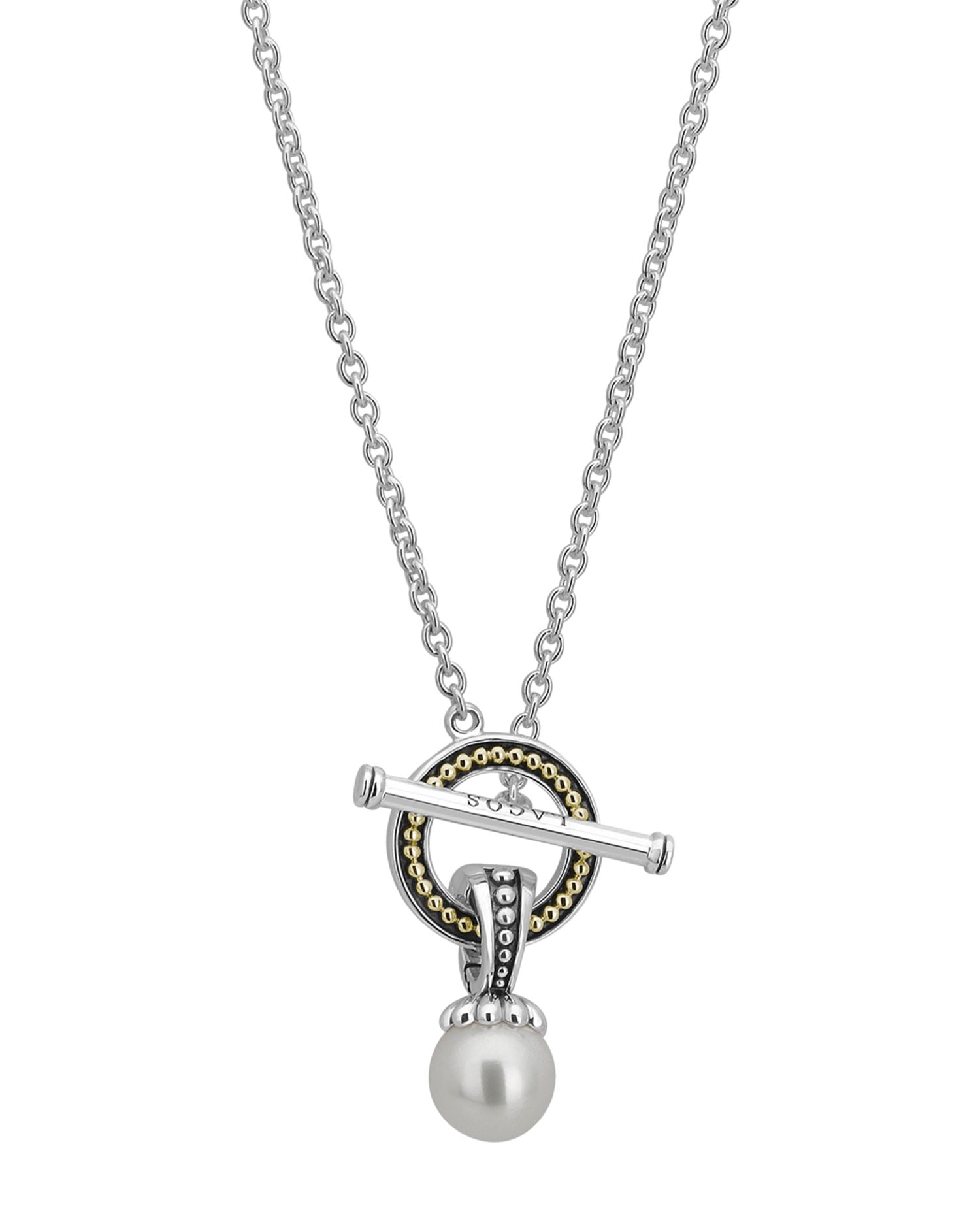 Sterling Silver Luna Cultured Freshwater Pearl Toggle Necklace, 18'