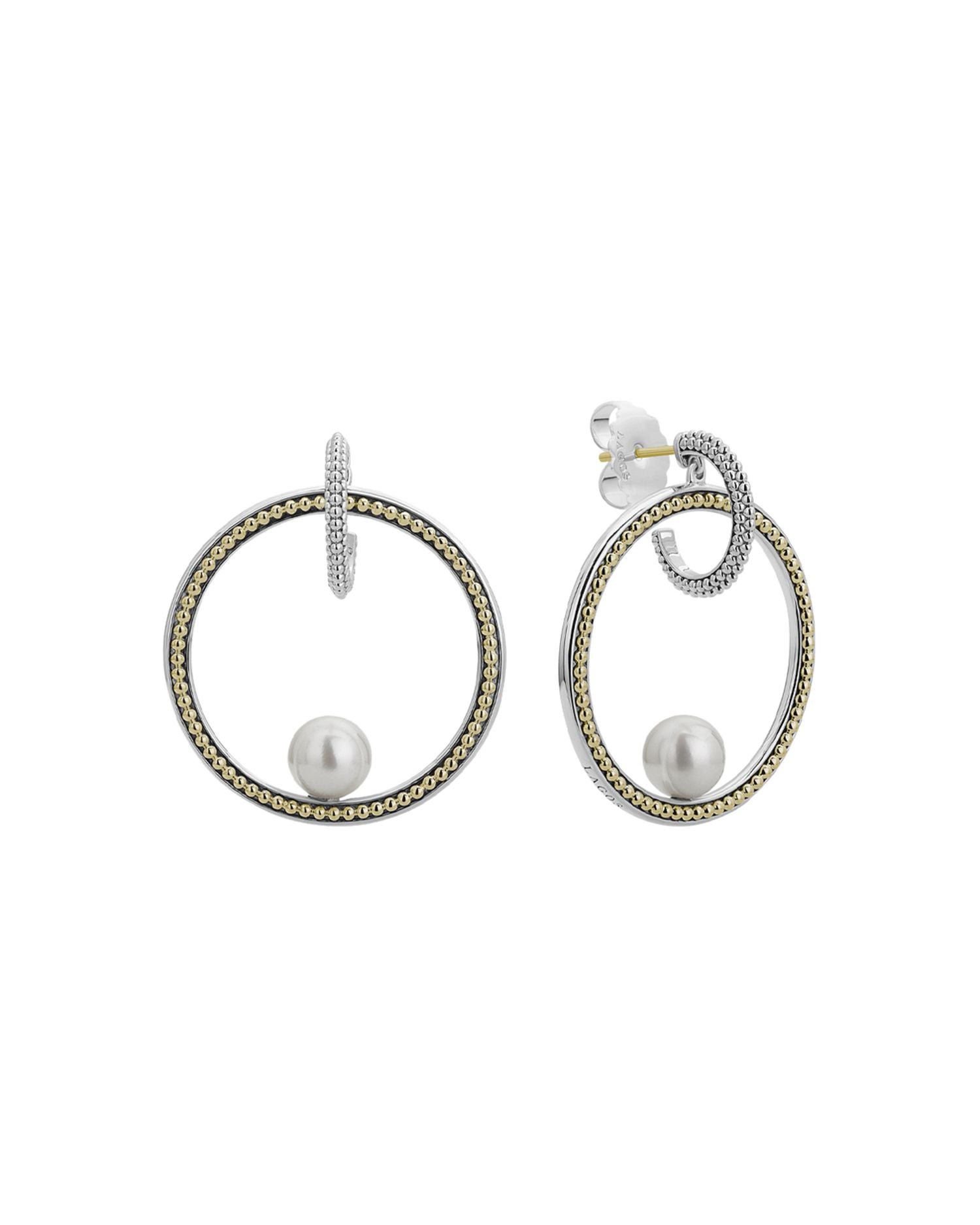 Sterling Silver & 18K Yellow Gold Luna Cultured Freshwater Pearl Circle Earrings