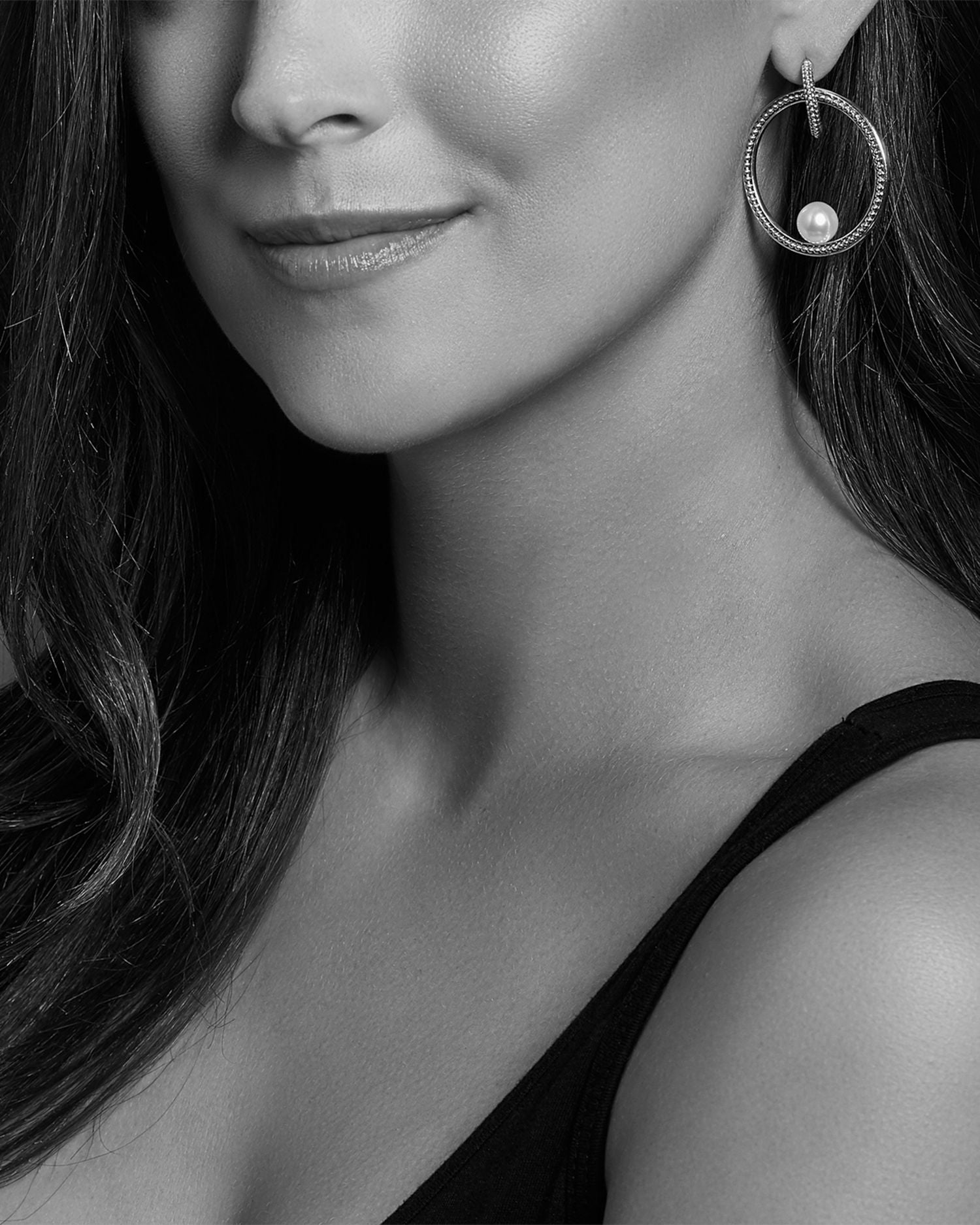 Sterling Silver & 18K Yellow Gold Luna Cultured Freshwater Pearl Circle Earrings